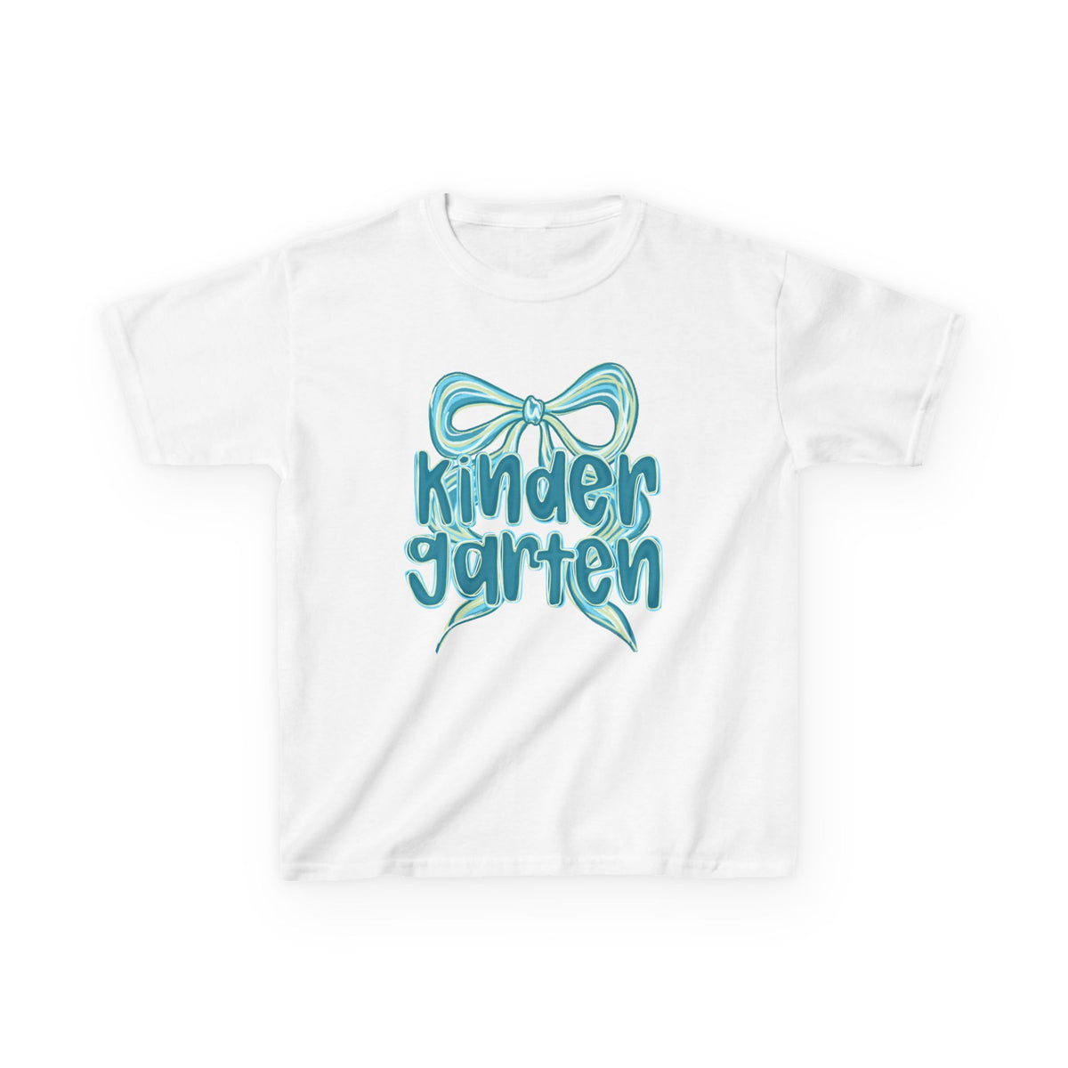 Kindergarten Kids Tee Cute Blue Coquette Bow Back to School Grade K T-Shirt