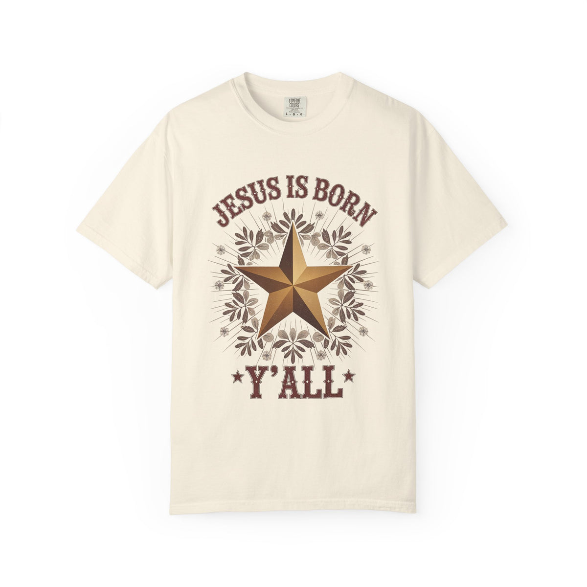 Jesus is Born Y'all Christmas T-Shirt Christian Western Star Graphic Tee