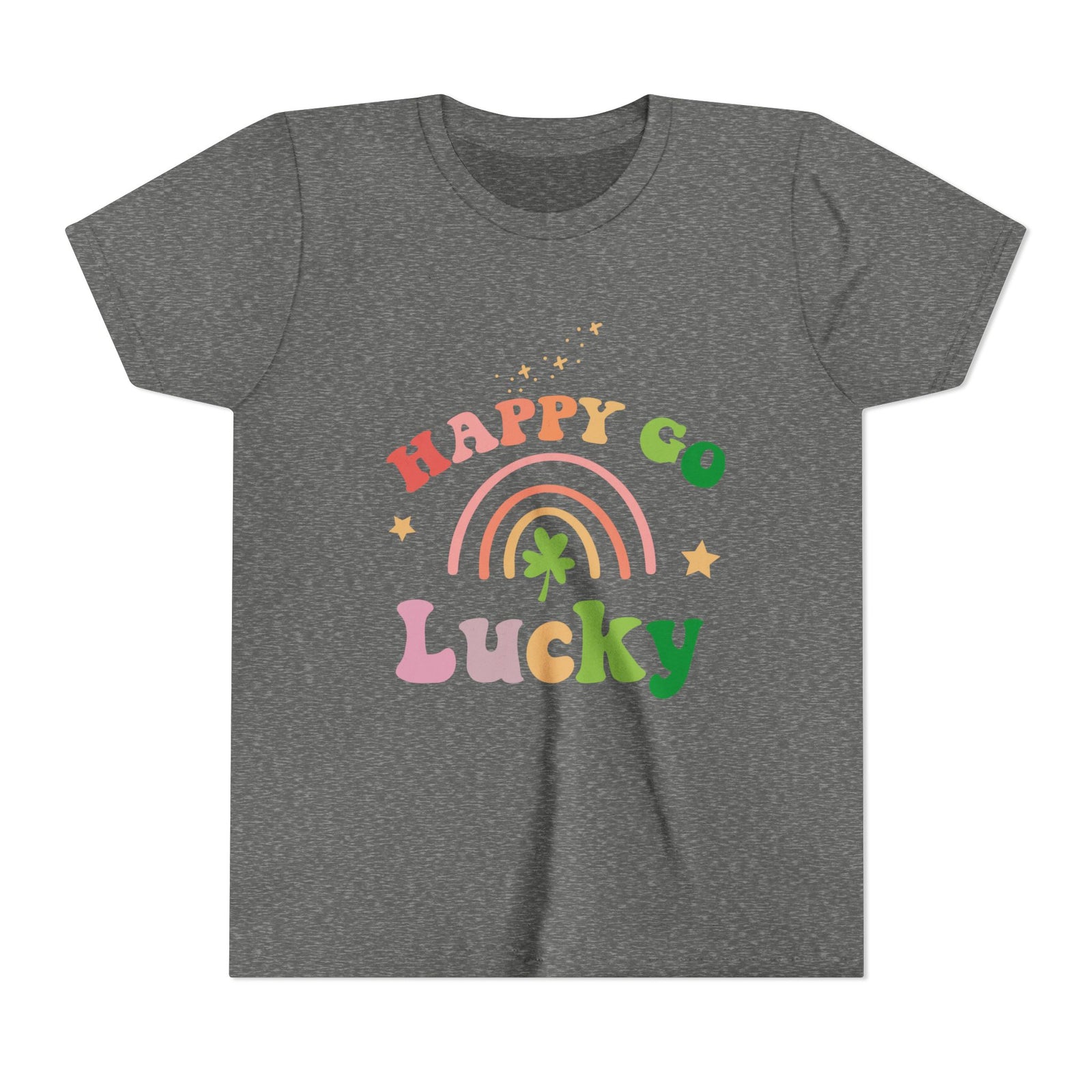 Happy Go Lucky Rainbow Shamrock Youth Tee Cute St. Patrick's Day Kids T-Shirt