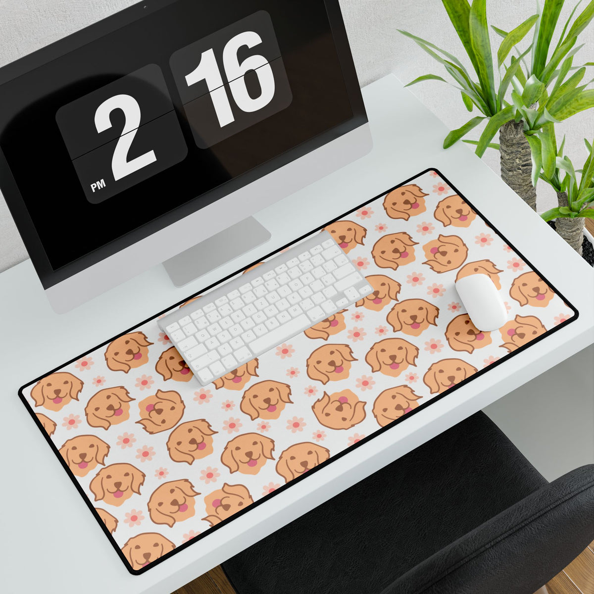 Golden Retriever Pattern Desk Mat — Cute Puppy Mouse Pad for Home Office