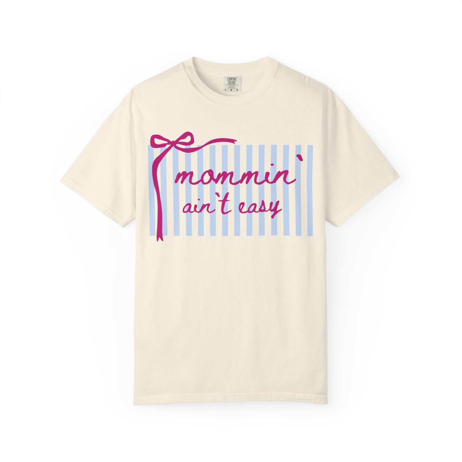 Mommin' Ain't Easy Graphic T-Shirt Cute Striped Mom Life Tee