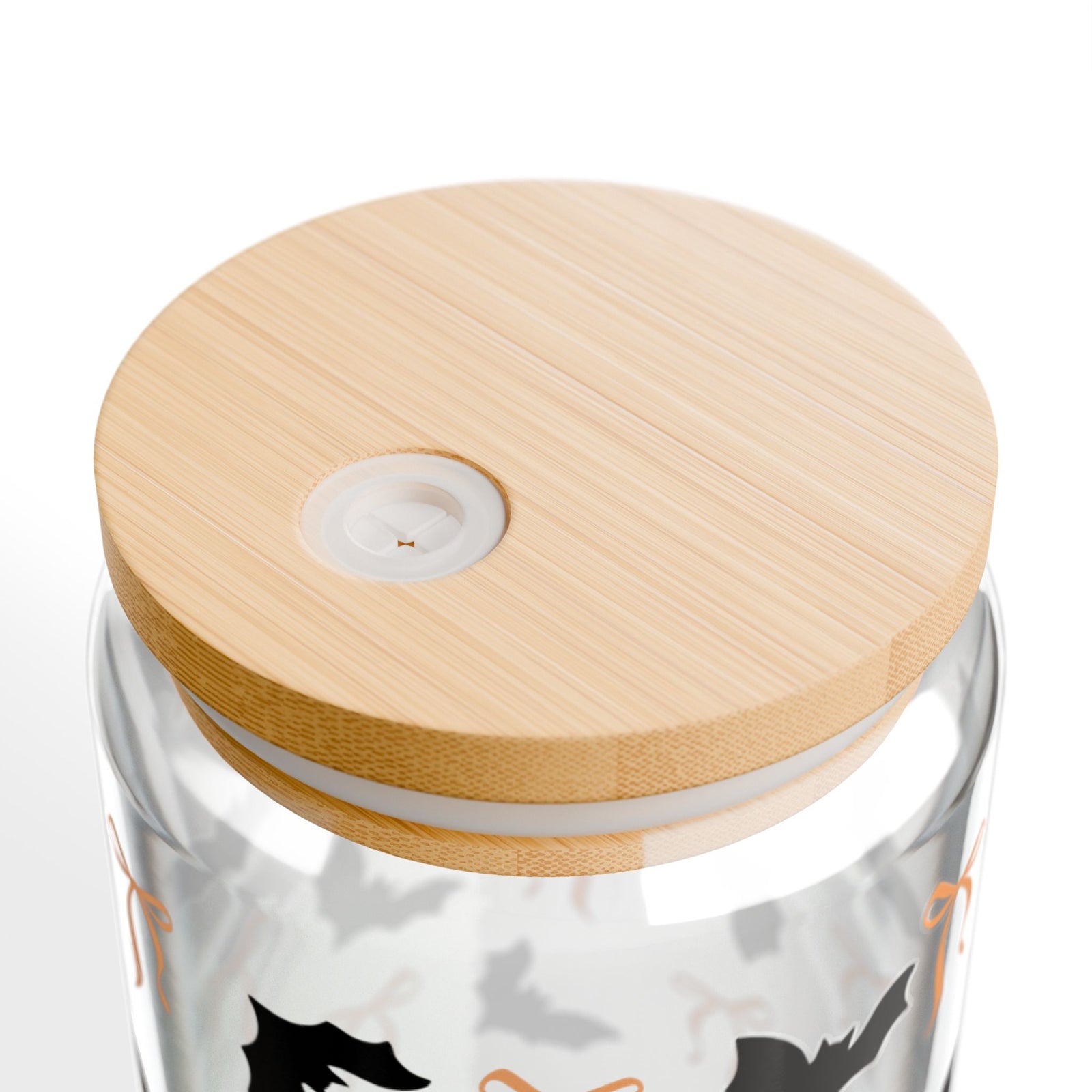 Cute Black Bats and Bows Halloween Sipper Glass 16oz Reusable Drink Jar with Lid & Straw