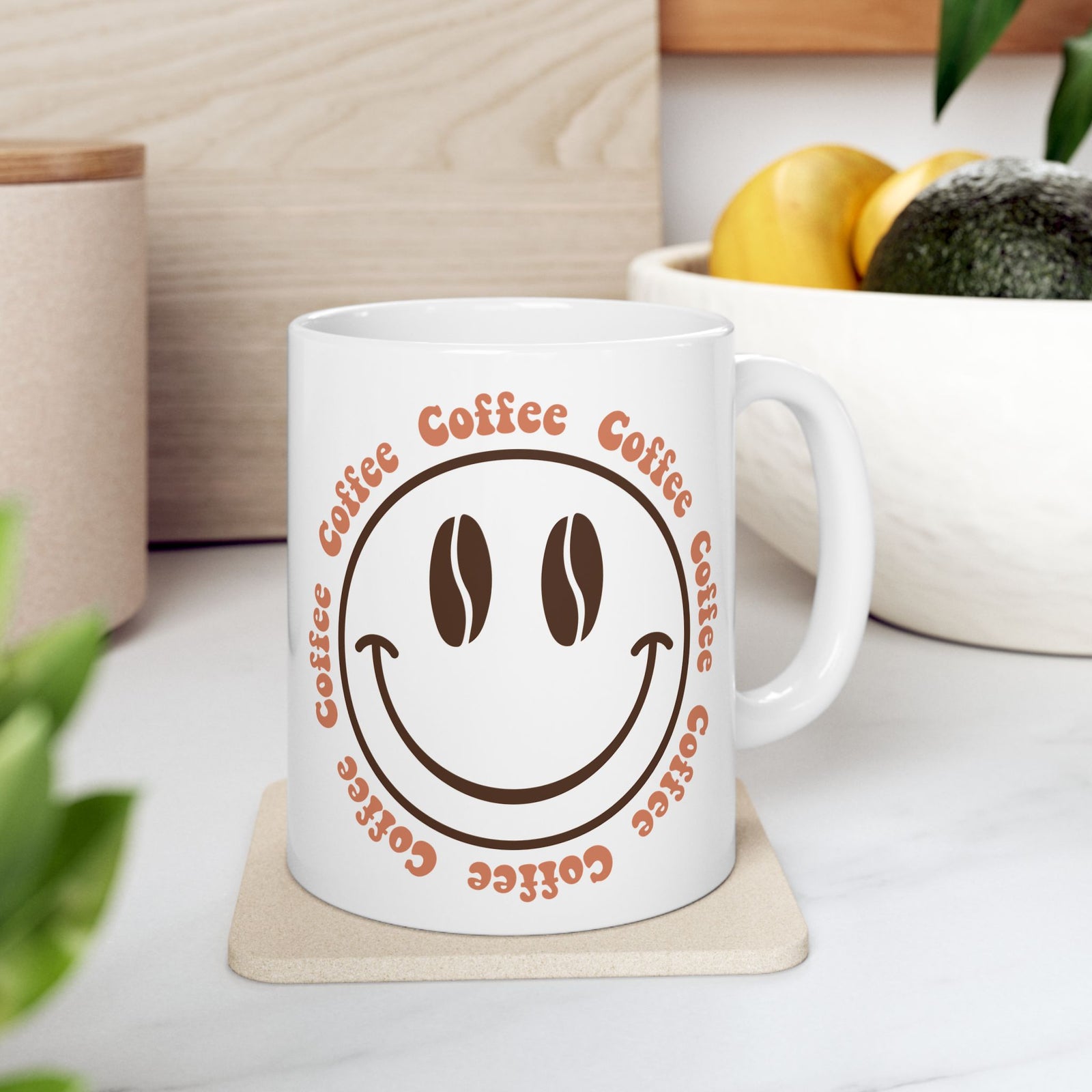 Coffee Coffee Smile Cute Ceramic Mug Coffee Cup (11oz & 15oz)