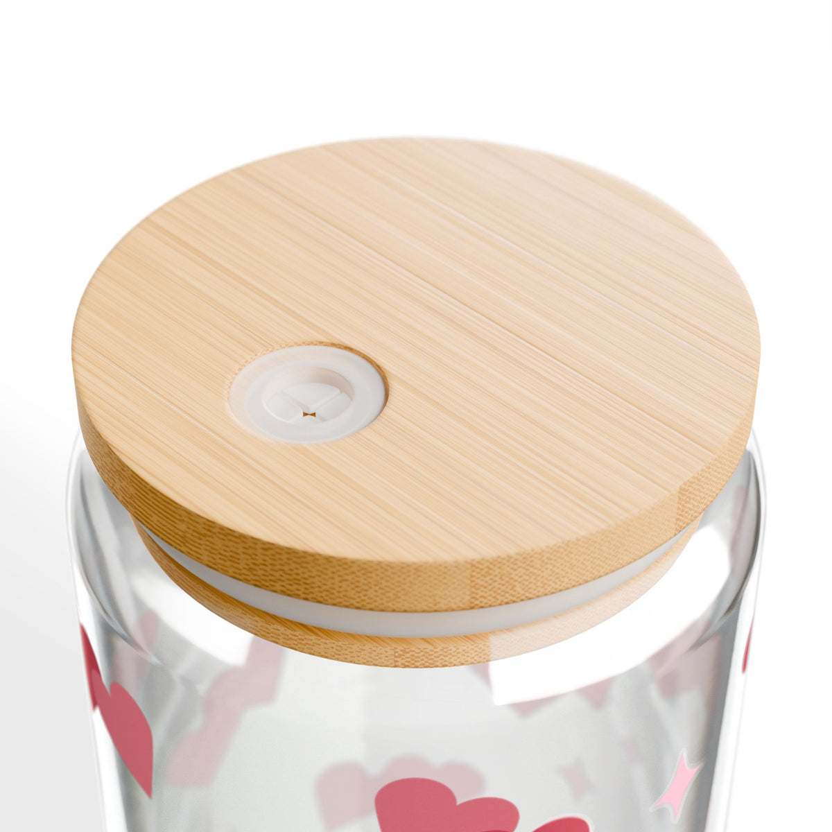 Lovey Dovey Hearts Tumbler Sipper Glass 16oz — Reusable Drink Jar with Lid & Straw - Sydney So Sweet