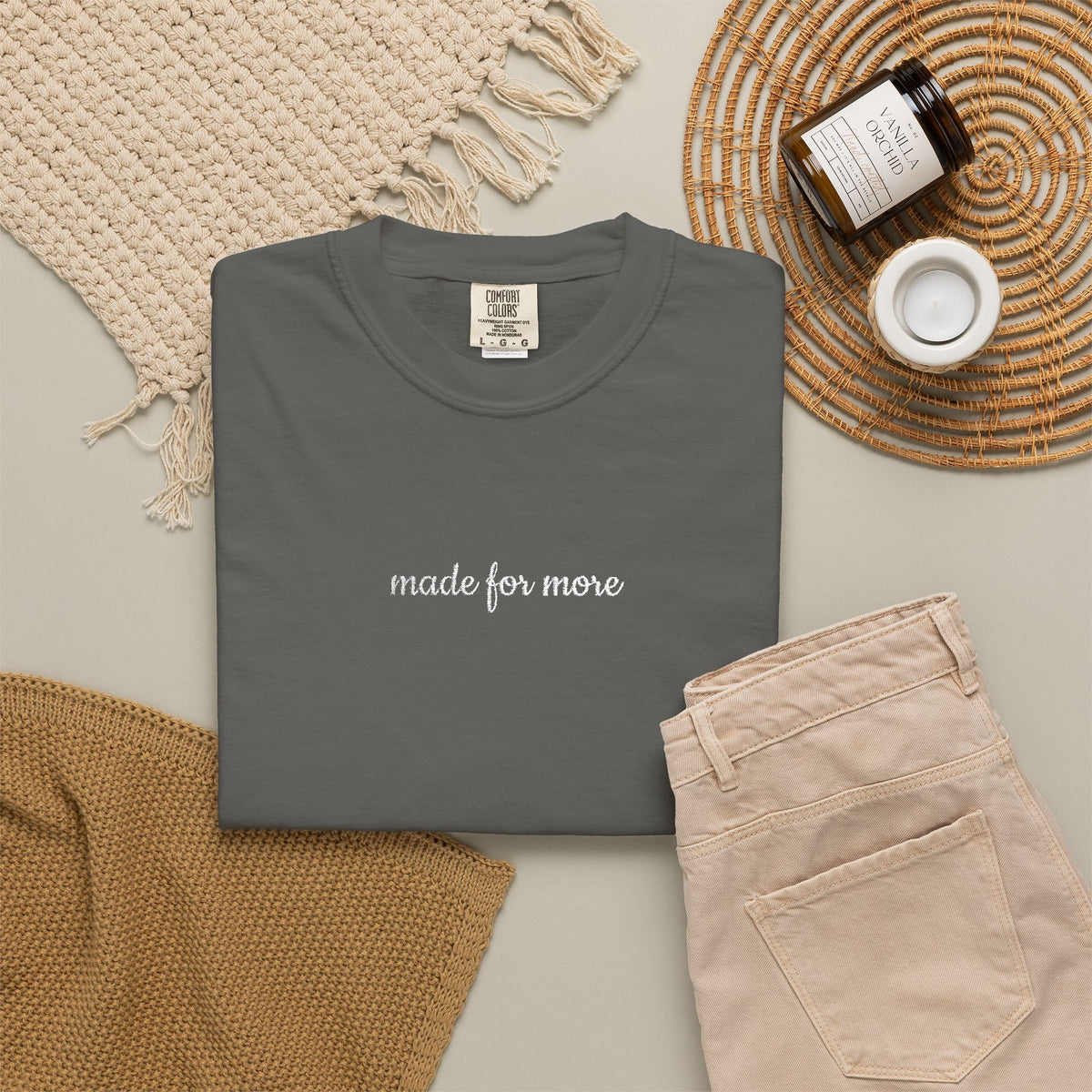 Made for More Embroidered Script Tee Christian Inspirational T-Shirt