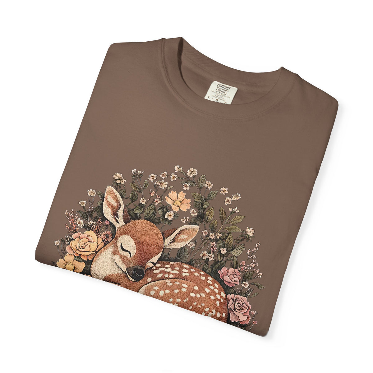 Sleeping Fawn Floral T-Shirt Psalm 23 Inspirational Christian Tee