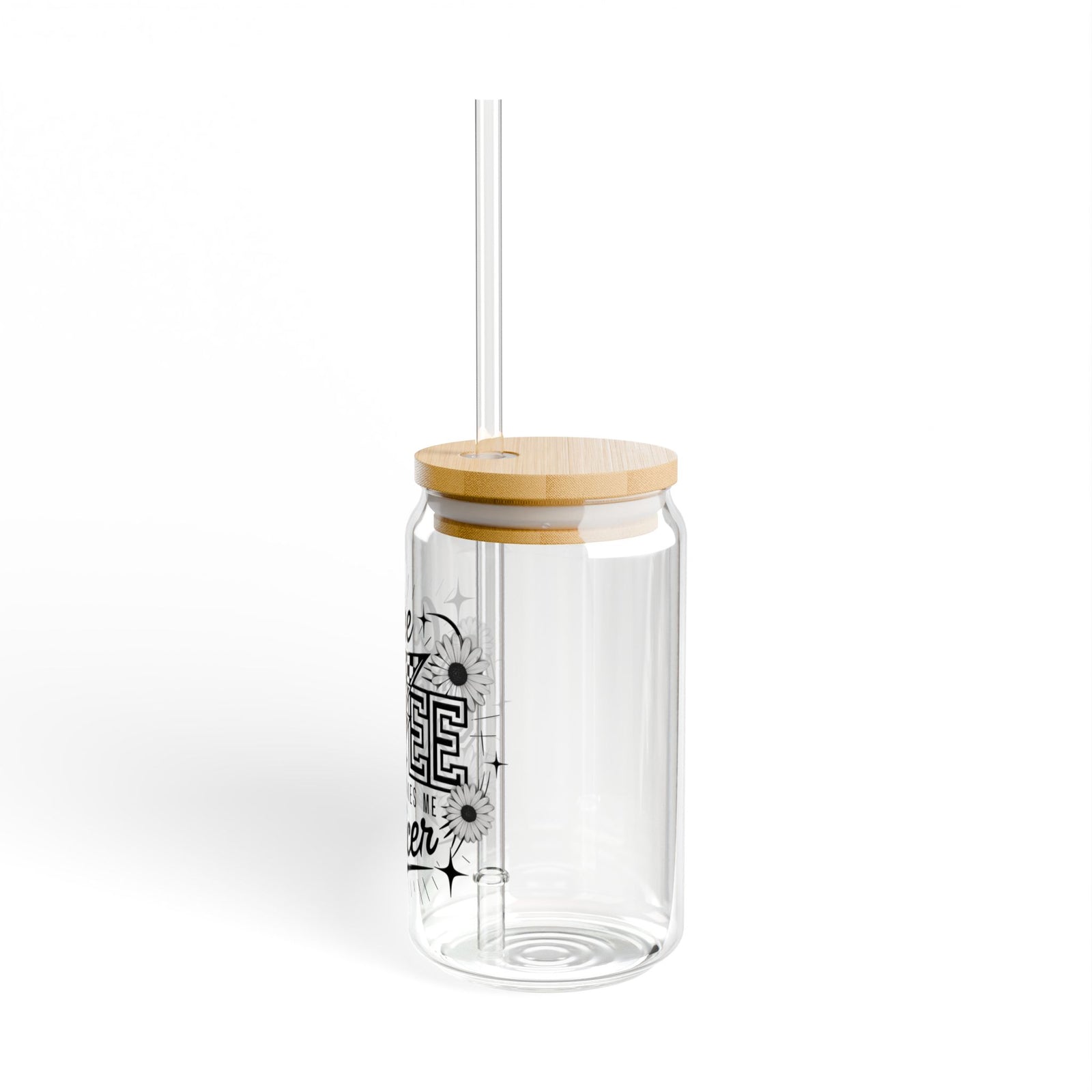 Coffee Makes Me Nicer Retro Sipper Glass 16oz Reusable Drink Jar with Lid & Straw