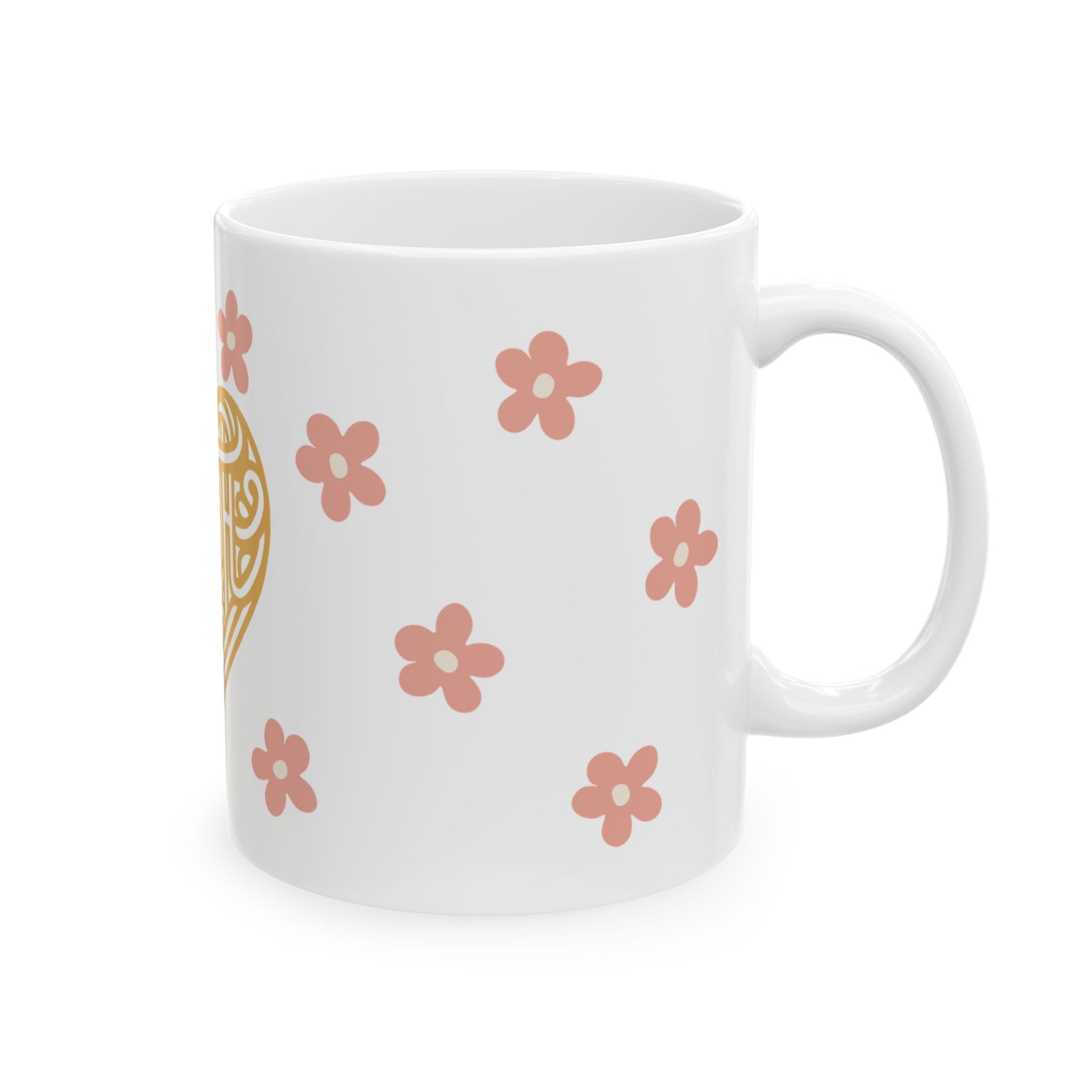 Faith Heart Floral Cute Ceramic Mug Coffee Cup (11oz & 15oz)