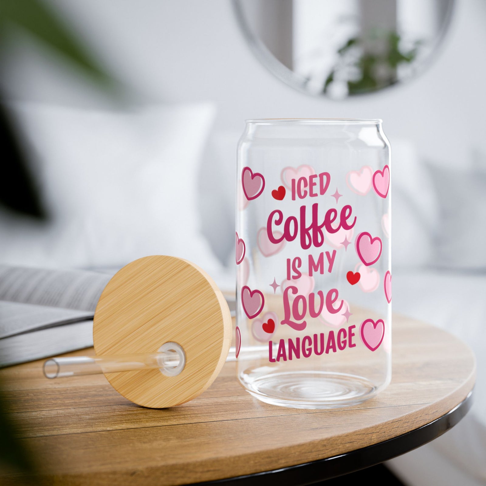 Coffee is My Love Language Tumbler Sipper Glass 16oz — Reusable Drink Jar with Lid & Straw - Sydney So Sweet