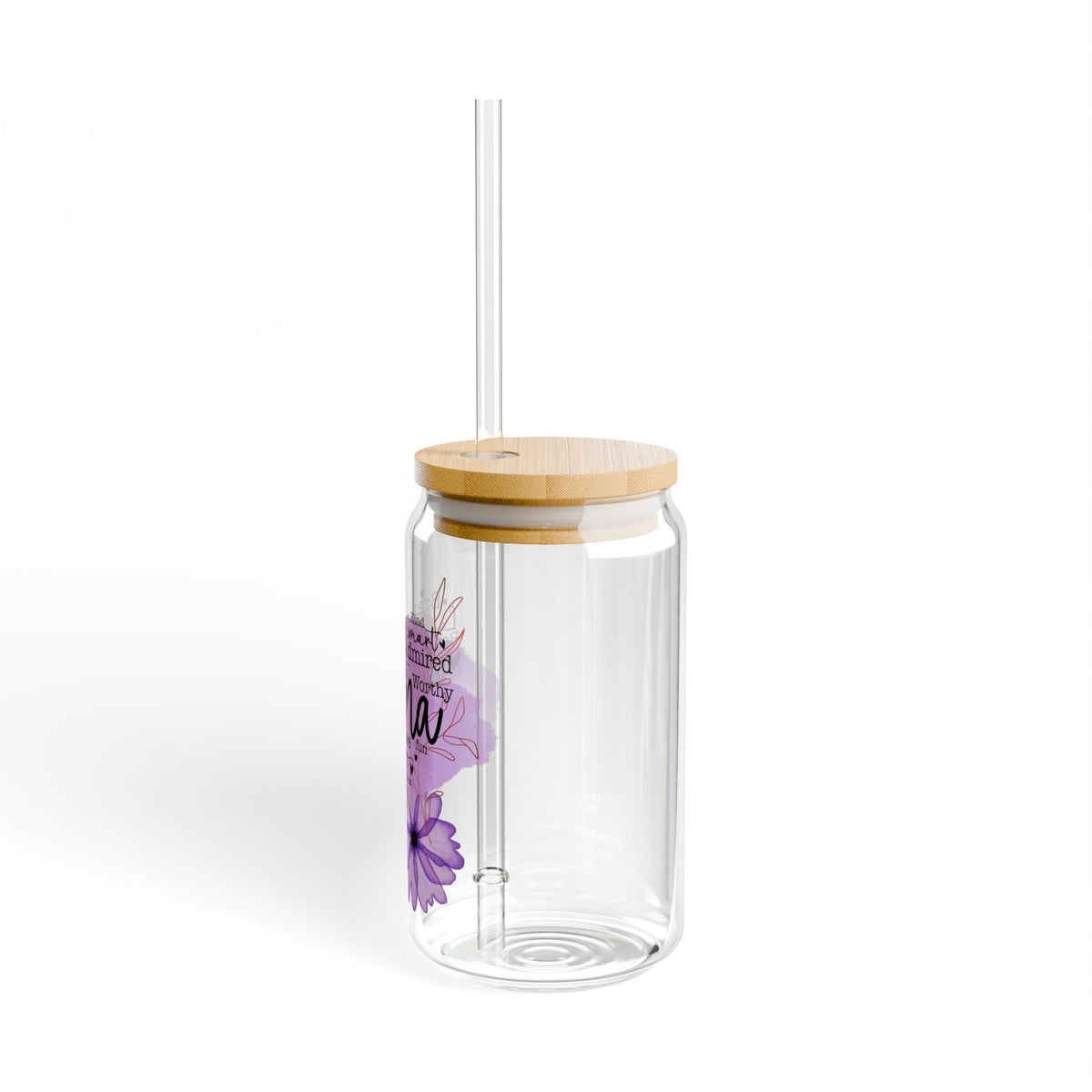 Beautiful Sweet Mama Inspirational Tumbler Sipper Glass 16oz — Reusable Drink Jar with Lid & Straw - Sydney So Sweet