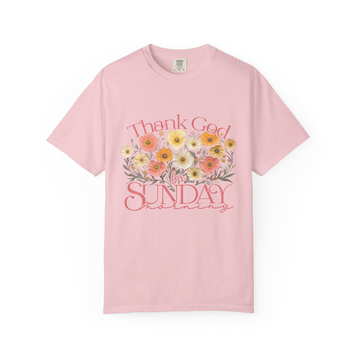 Thank God for Sunday Morning Christian Church Floral T‑Shirt Unisex Distressed Tee