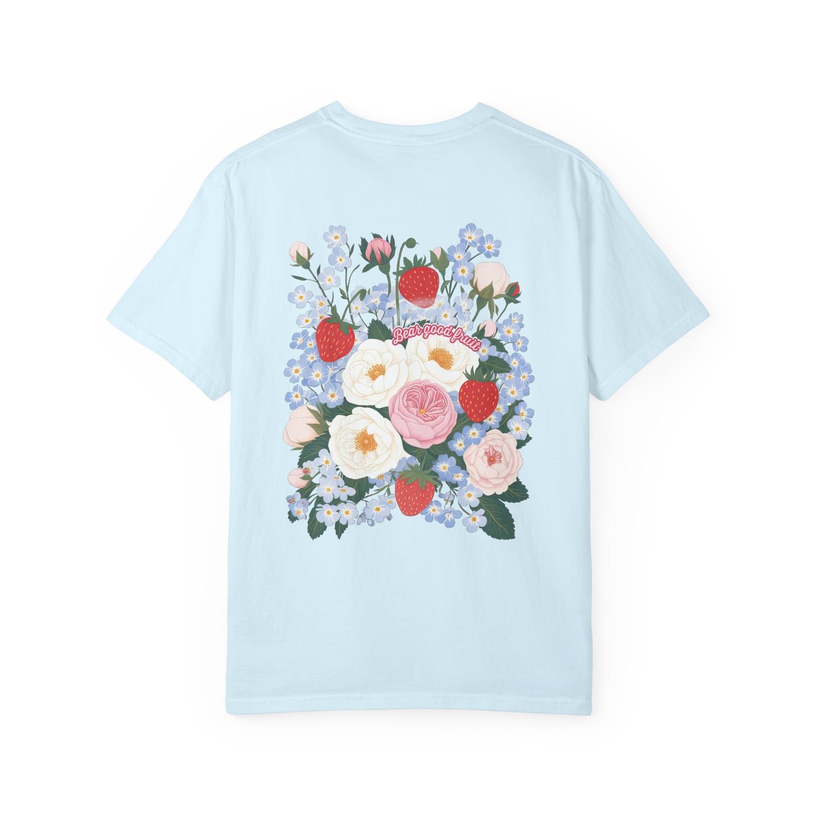 Bear Good Fruit John 15:5 Strawberry T-Shirt Christian Floral Bouquet Tee