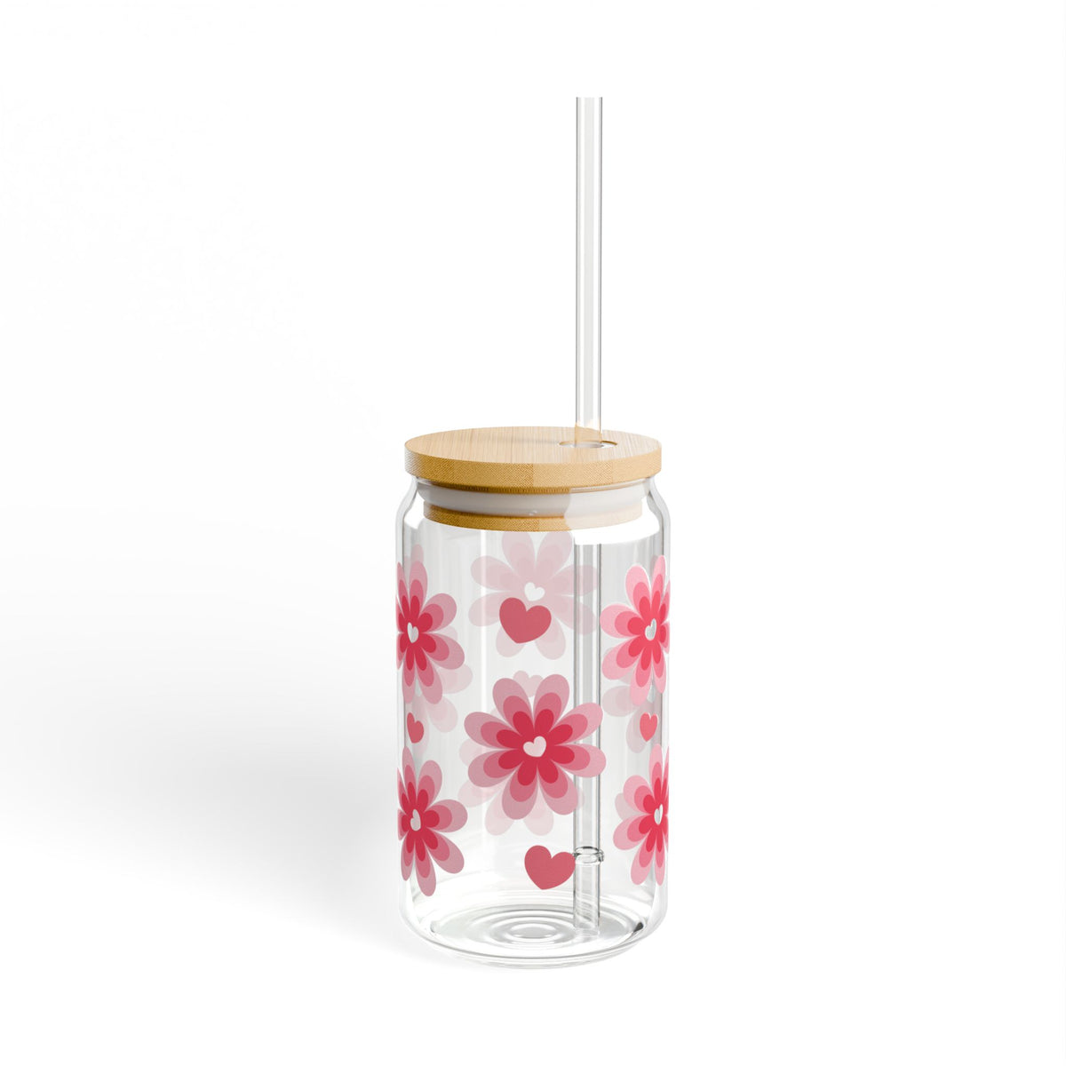 Love Bloom Tumbler Sipper Glass 16oz — Reusable Drink Jar with Lid & Straw - Sydney So Sweet