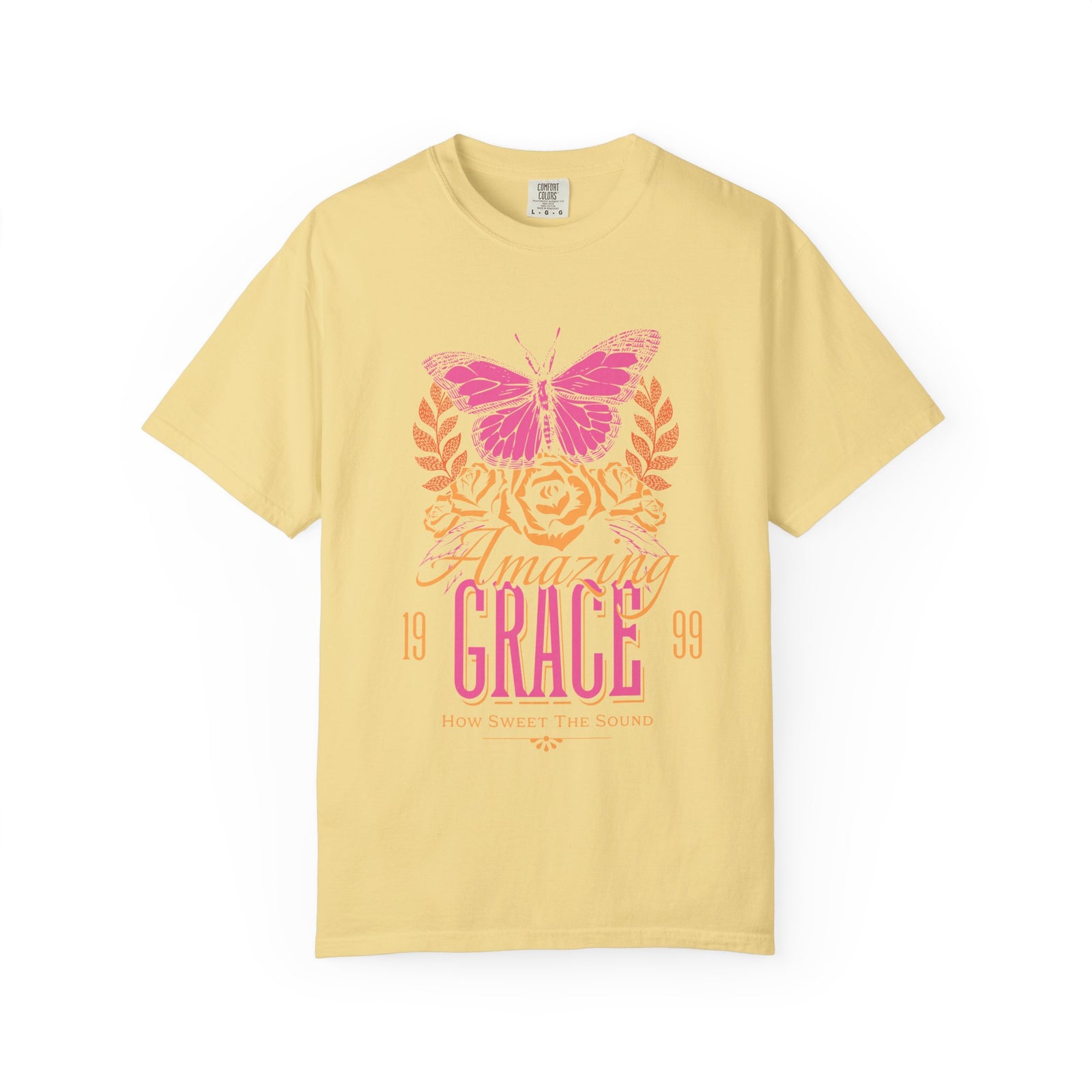 Amazing Grace Butterfly Graphic T-Shirt Vintage Christian Summer Tee