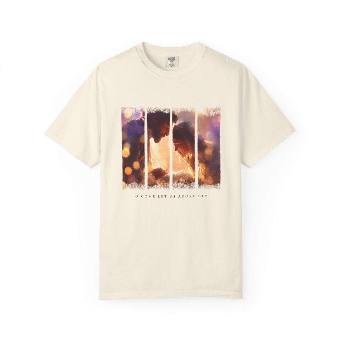 O Come Let Us Adore Him Holy Family Christmas T-Shirt Christian Graphic Tee
