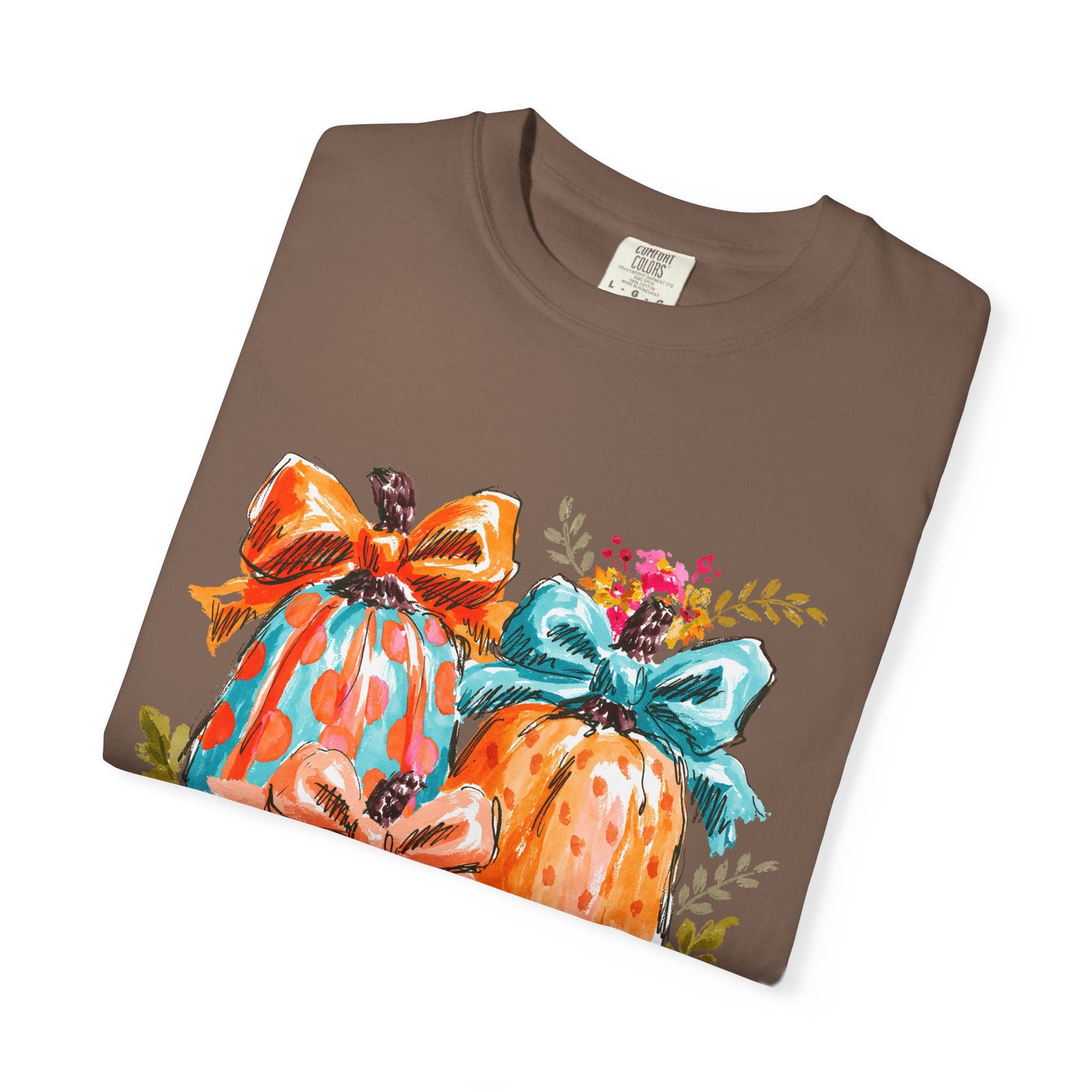 Floral Preppy Coquette Fall Pumpkin T-Shirt Cute Watercolor Graphic Tee