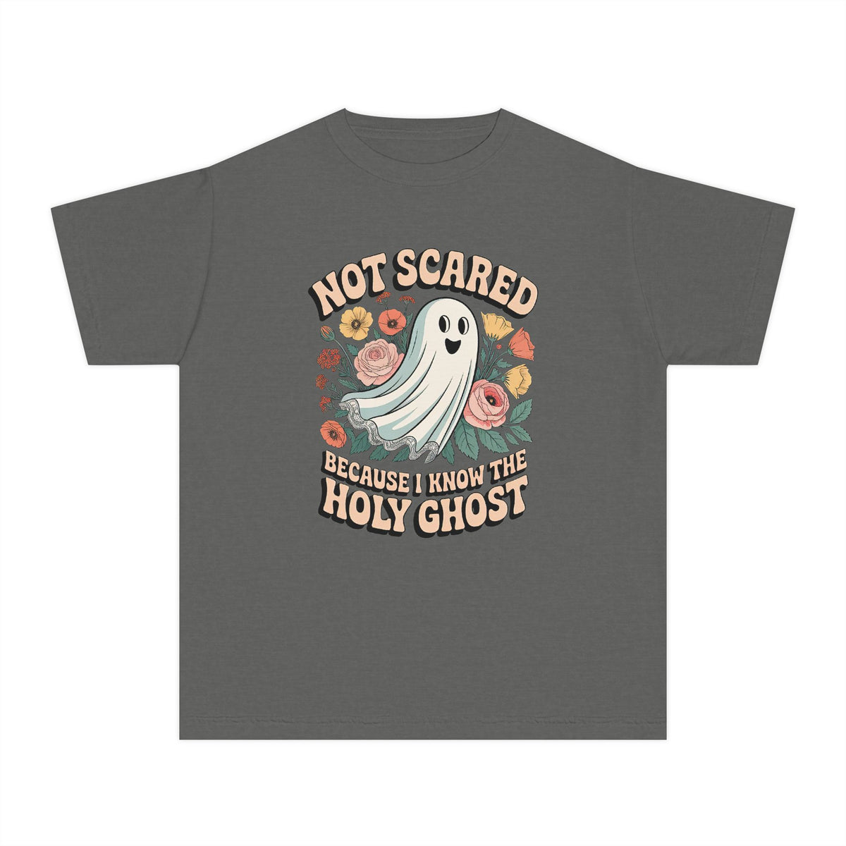 Not Scared Holy Ghost T-Shirt Christian Halloween Kids Graphic Tee