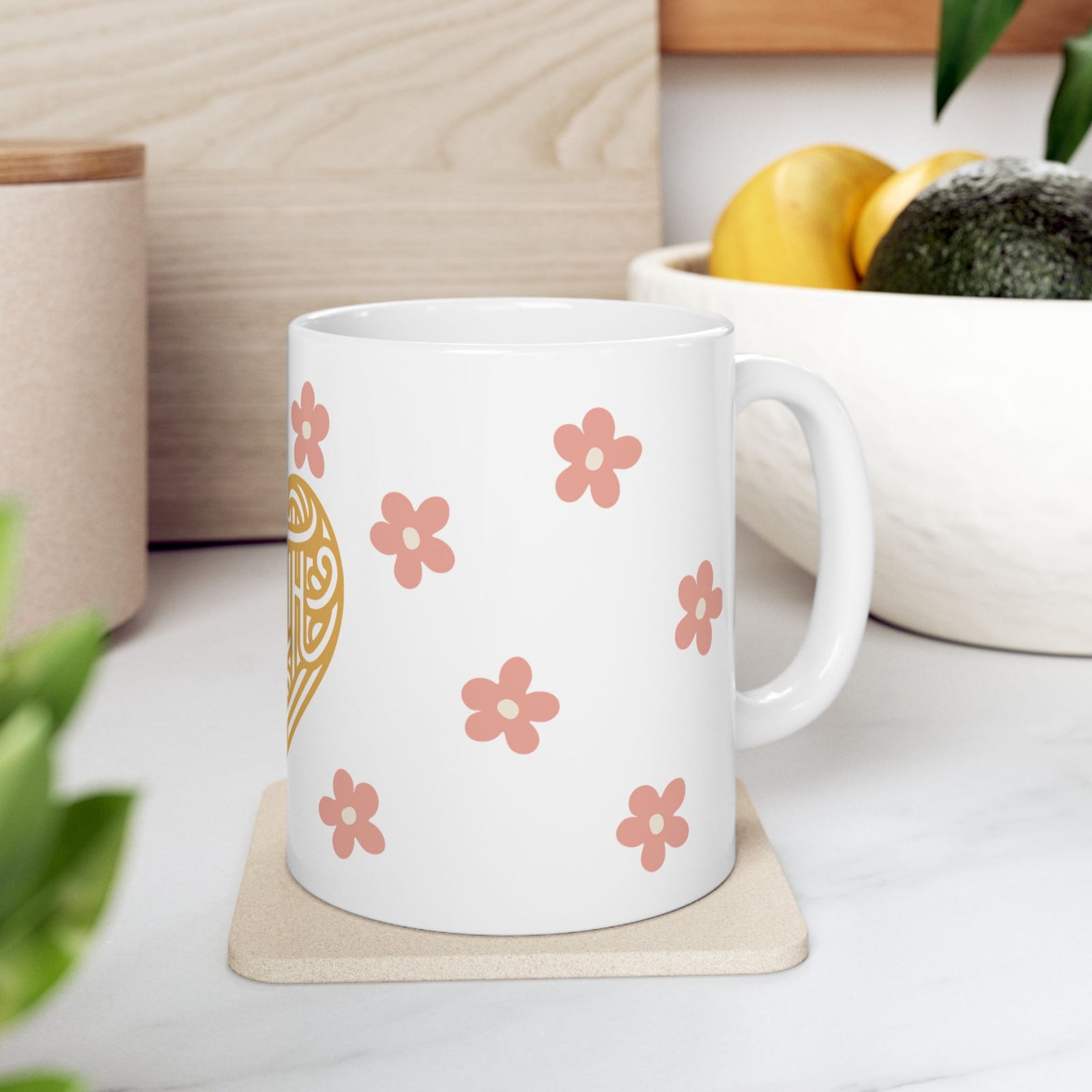 Faith Heart Floral Cute Ceramic Mug Coffee Cup (11oz & 15oz)