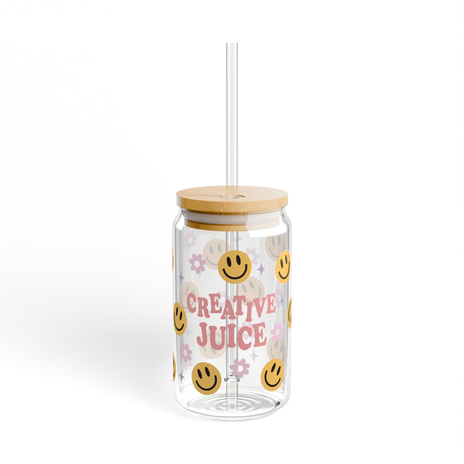 Creative Juice Tumbler Sipper Glass 16oz — Reusable Drink Jar with Lid & Straw - Sydney So Sweet