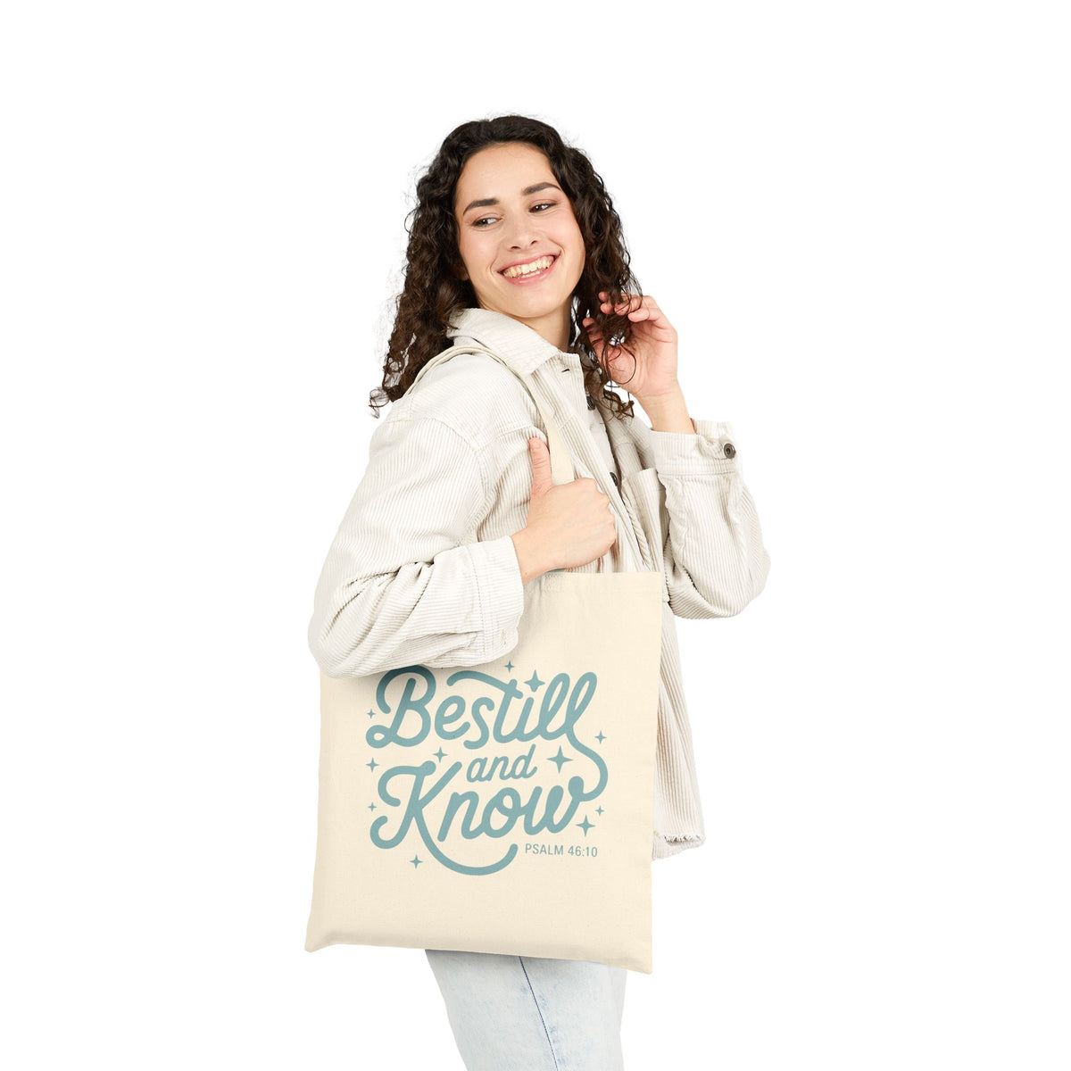 Be Still and Know Inspirational Christian Cotton Canvas Tote Bag