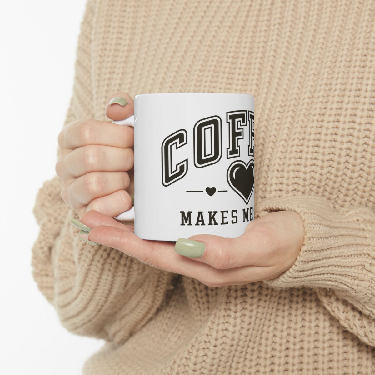 Coffee Makes Me Nicer Heart Cute Ceramic Mug Coffee Cup (11oz & 15oz)