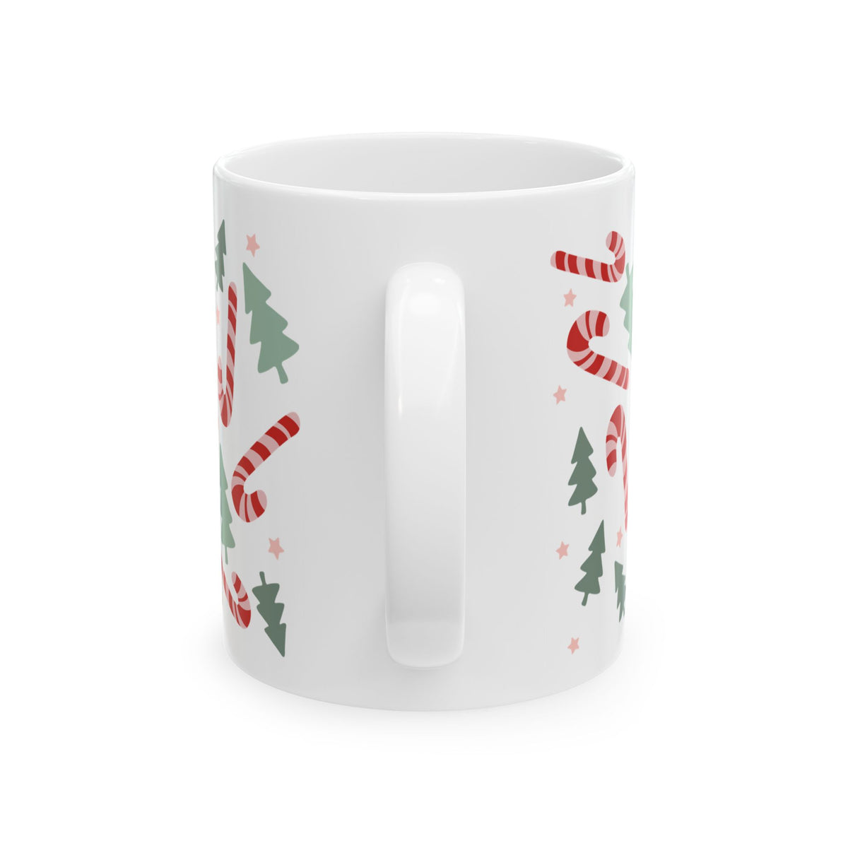 Candy Canes & Christmas Trees Ceramic Mug Coffee Cup (11oz & 15oz)