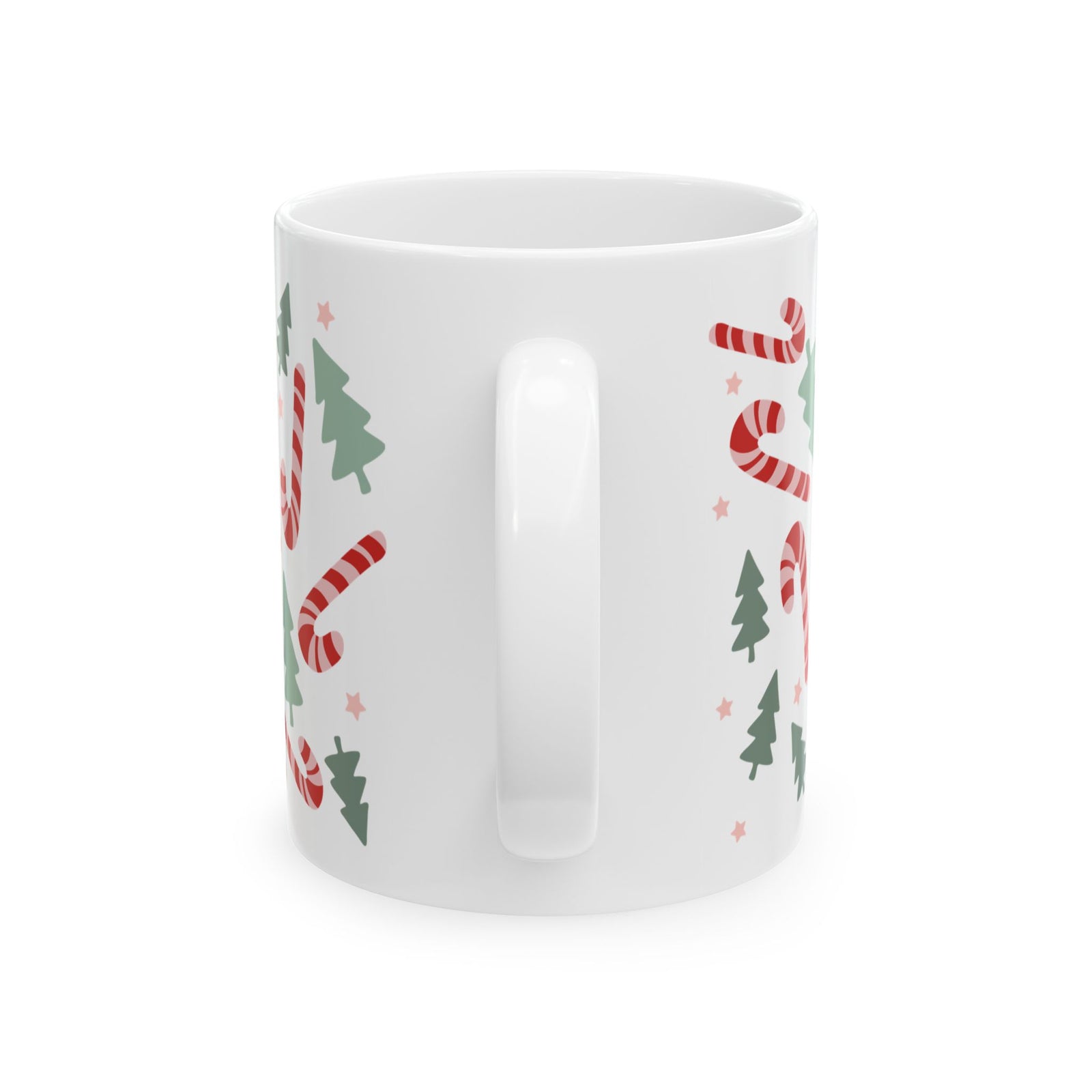 Candy Canes & Christmas Trees Ceramic Mug Coffee Cup (11oz & 15oz)