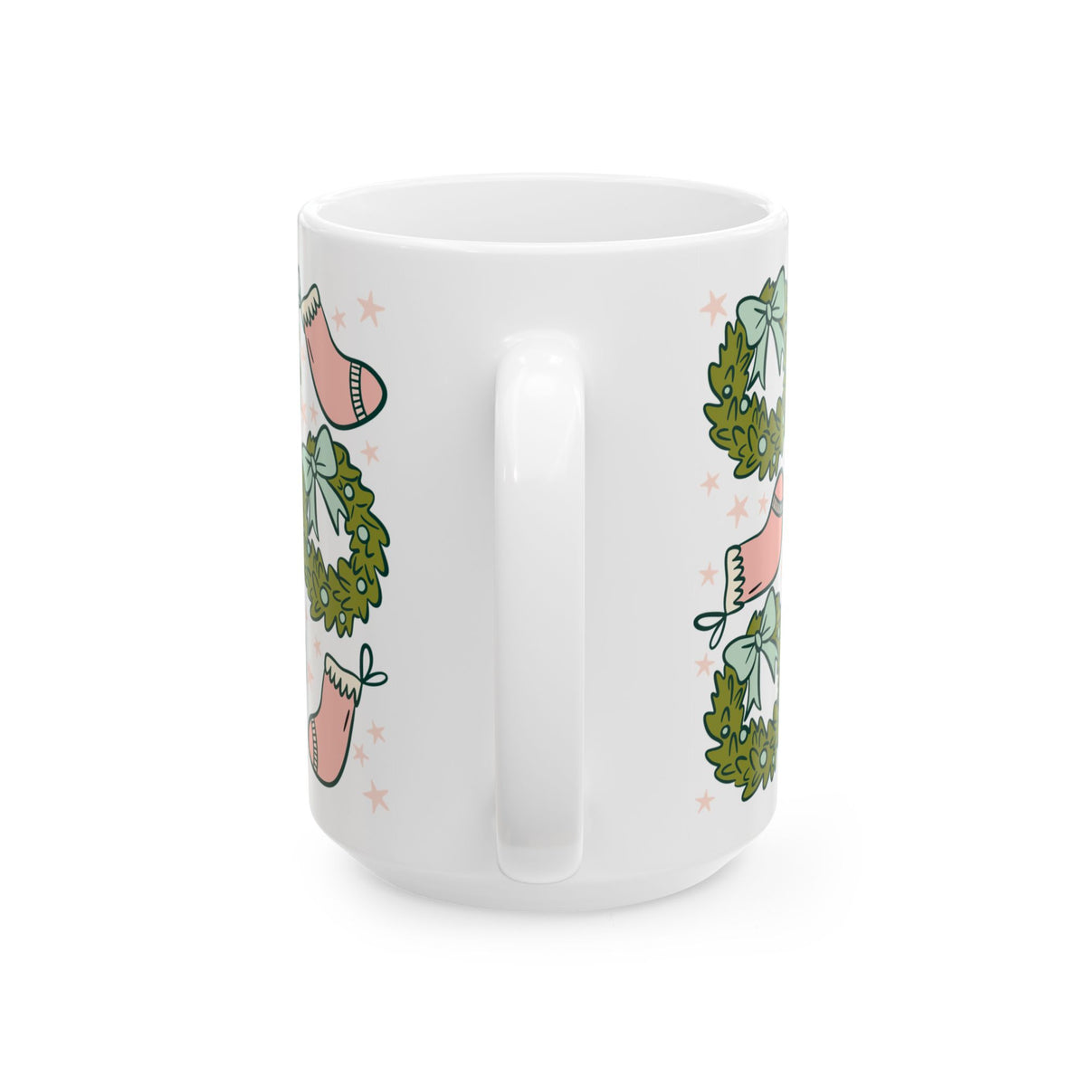 Holly Jolly Christmas Stockings Ceramic Mug Coffee Cup (11oz & 15oz)