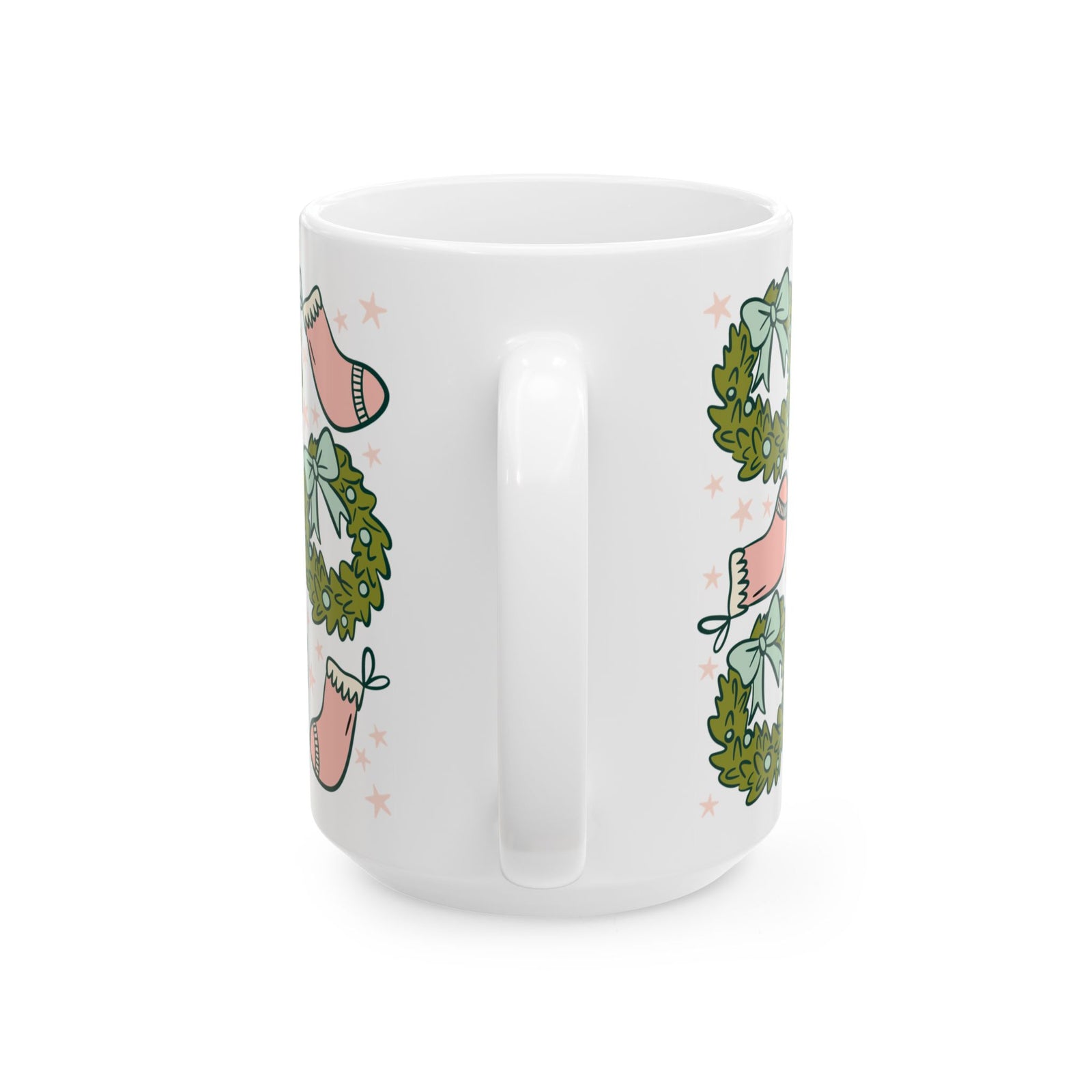 Holly Jolly Christmas Stockings Ceramic Mug Coffee Cup (11oz & 15oz)