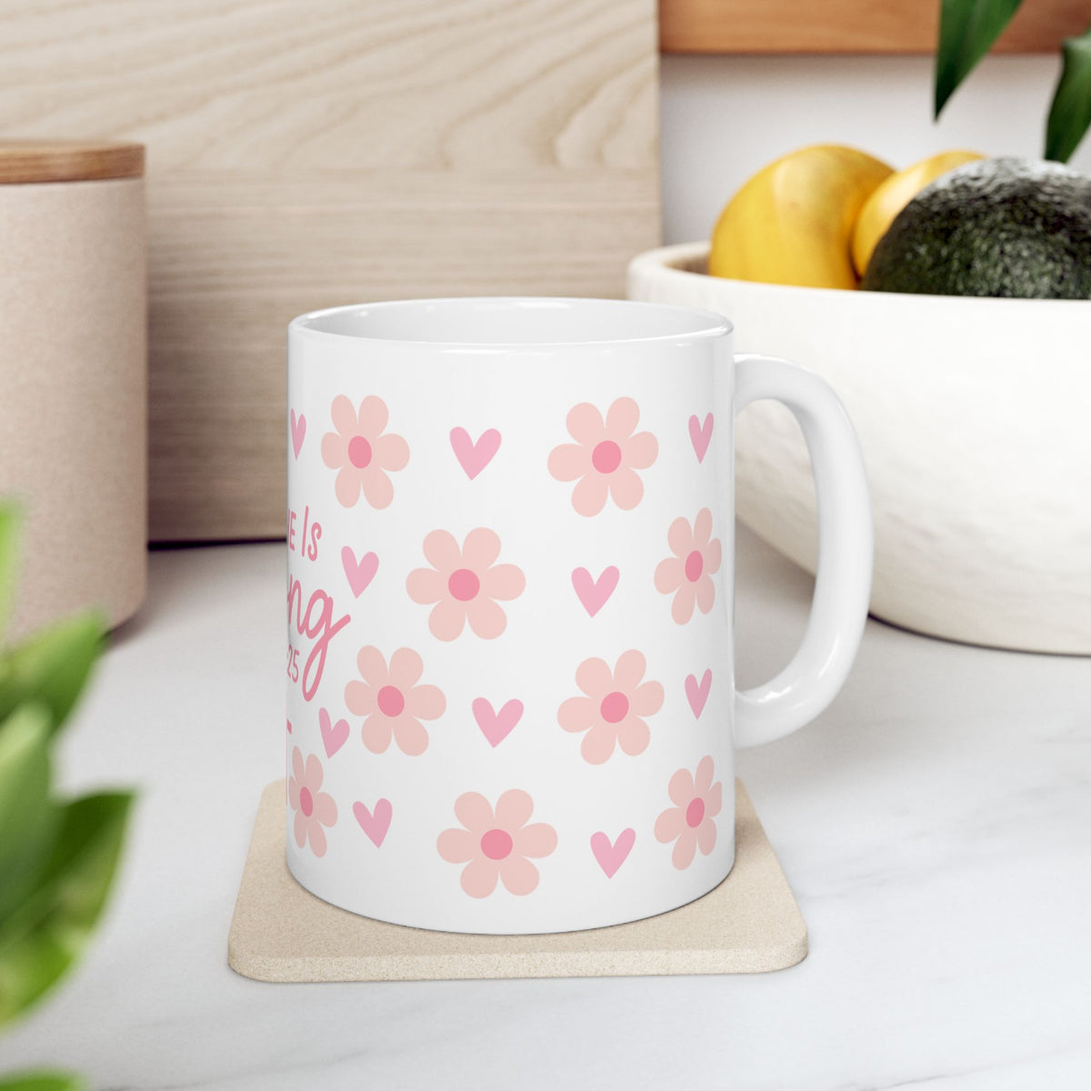 She Is Strong Proverbs 31:25 Ceramic Mug — Floral Inspirational Christian Coffee Cup (11oz/15oz)