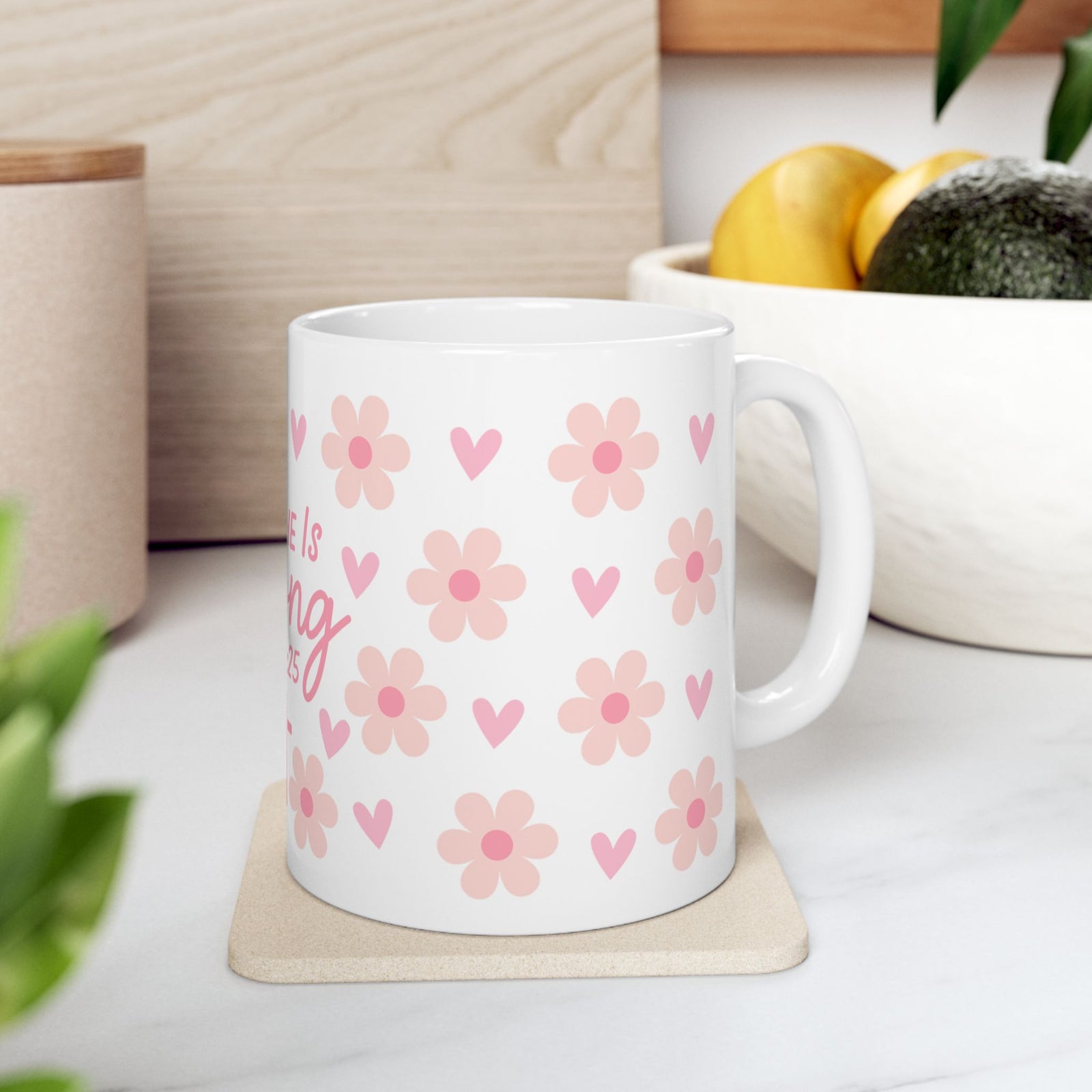 She Is Strong Proverbs 31:25 Ceramic Mug — Floral Inspirational Christian Coffee Cup (11oz/15oz)