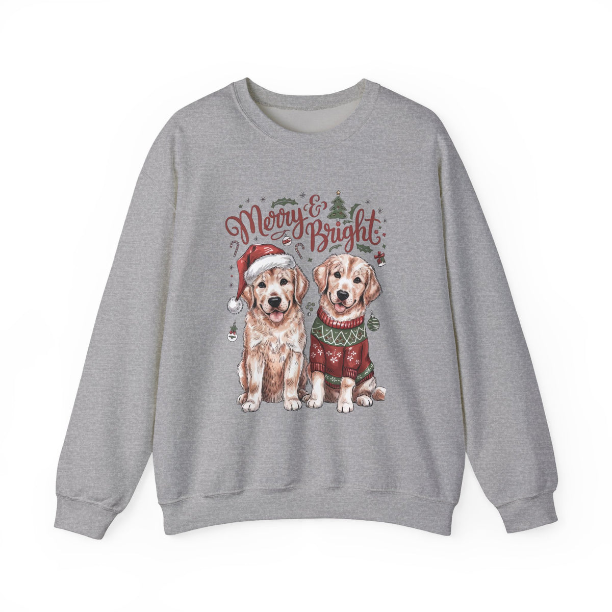 Merry & Bright Christmas Dogs Crewneck Unisex Sweatshirt