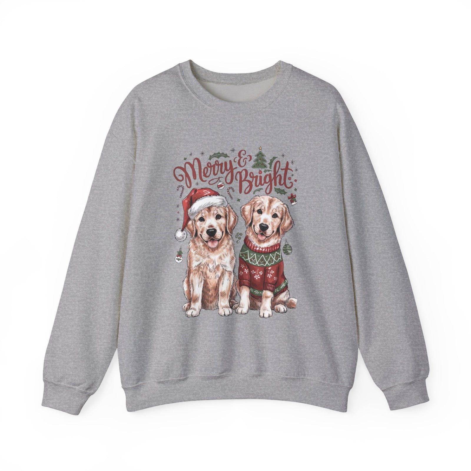 Merry & Bright Christmas Dogs Crewneck Unisex Sweatshirt