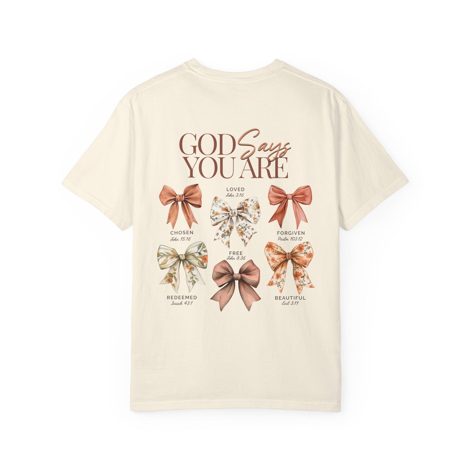 God Says You Are Coquette Bow Graphic T‑Shirt Inspirational Floral Tee