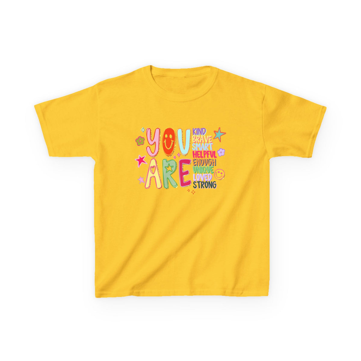 You are Enough Colorful Kids T-Shirt Youth Inspirational Graphic Tee