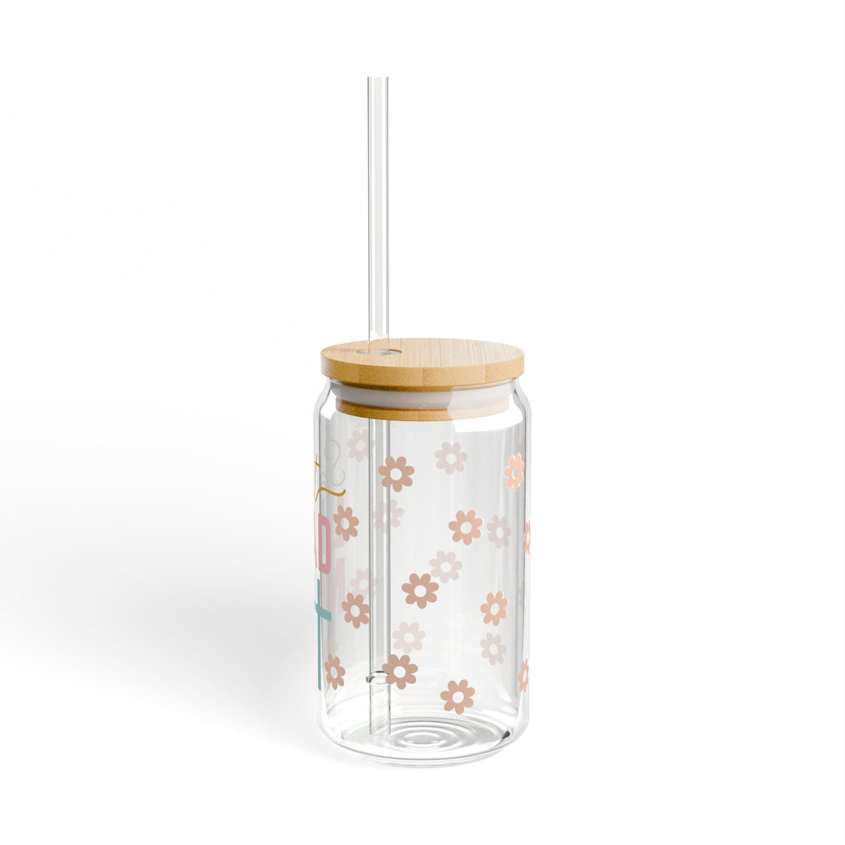 Spirit Lead Me Floral Christian Tumbler Sipper Glass 16oz — Reusable Drink Jar with Lid & Straw