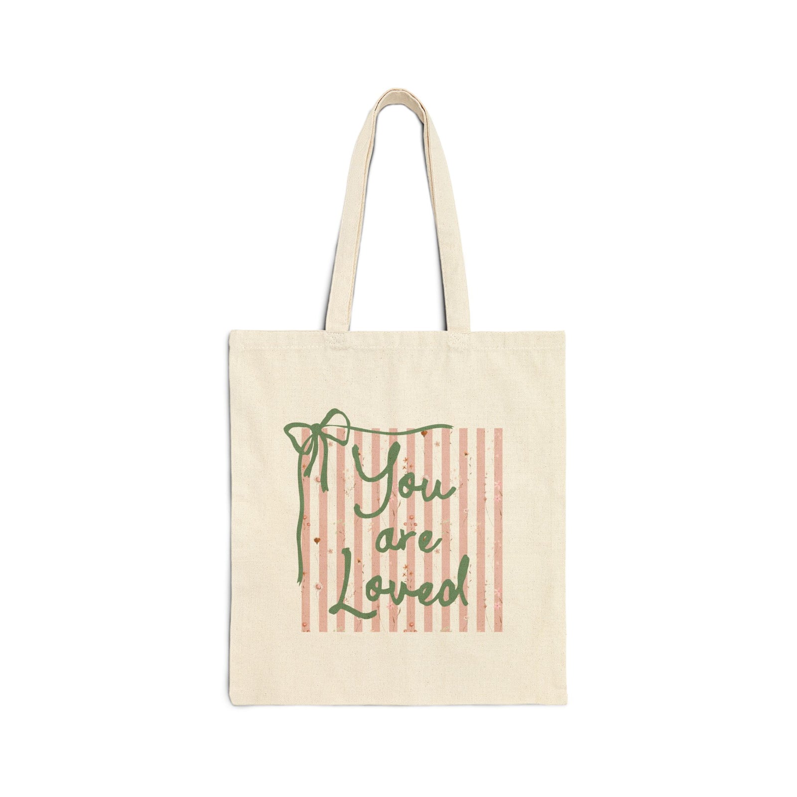 You Are Loved Cotton Canvas Tote Bag Christian John 3:16 Grocery Tote