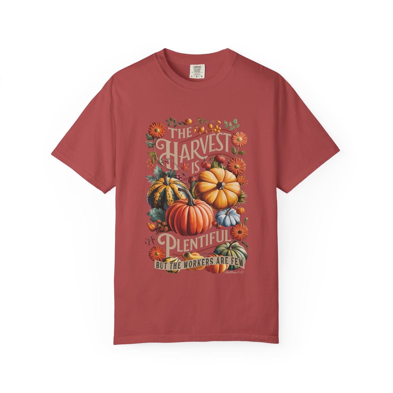 The Harvest is Plentiful T-Shirt Fall Pumpkin Harvest Christian Tee