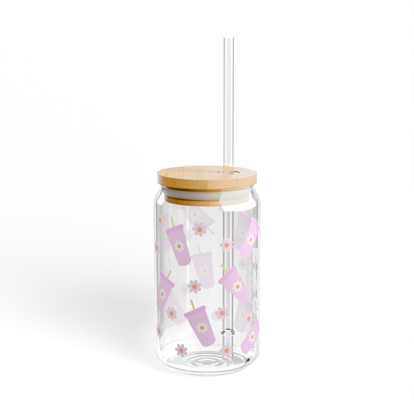 Mama Needs Coffee Tumbler Sipper Glass 16oz — Reusable Drink Jar with Lid & Straw - Sydney So Sweet