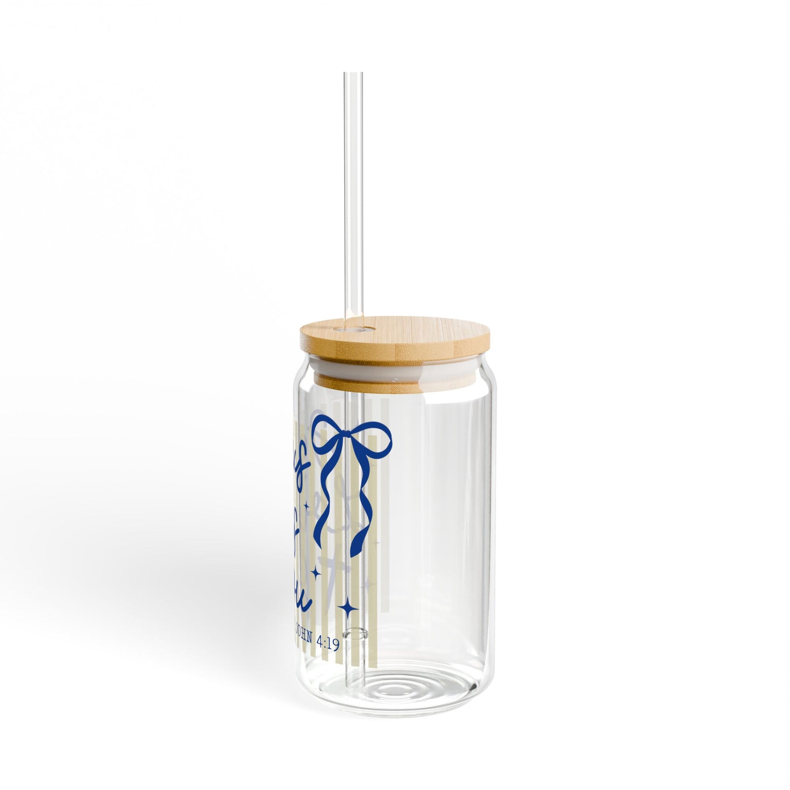 Jesus Loves You Sipper Glass Sipper Glass 16oz Reusable Drink Jar with Lid & Straw