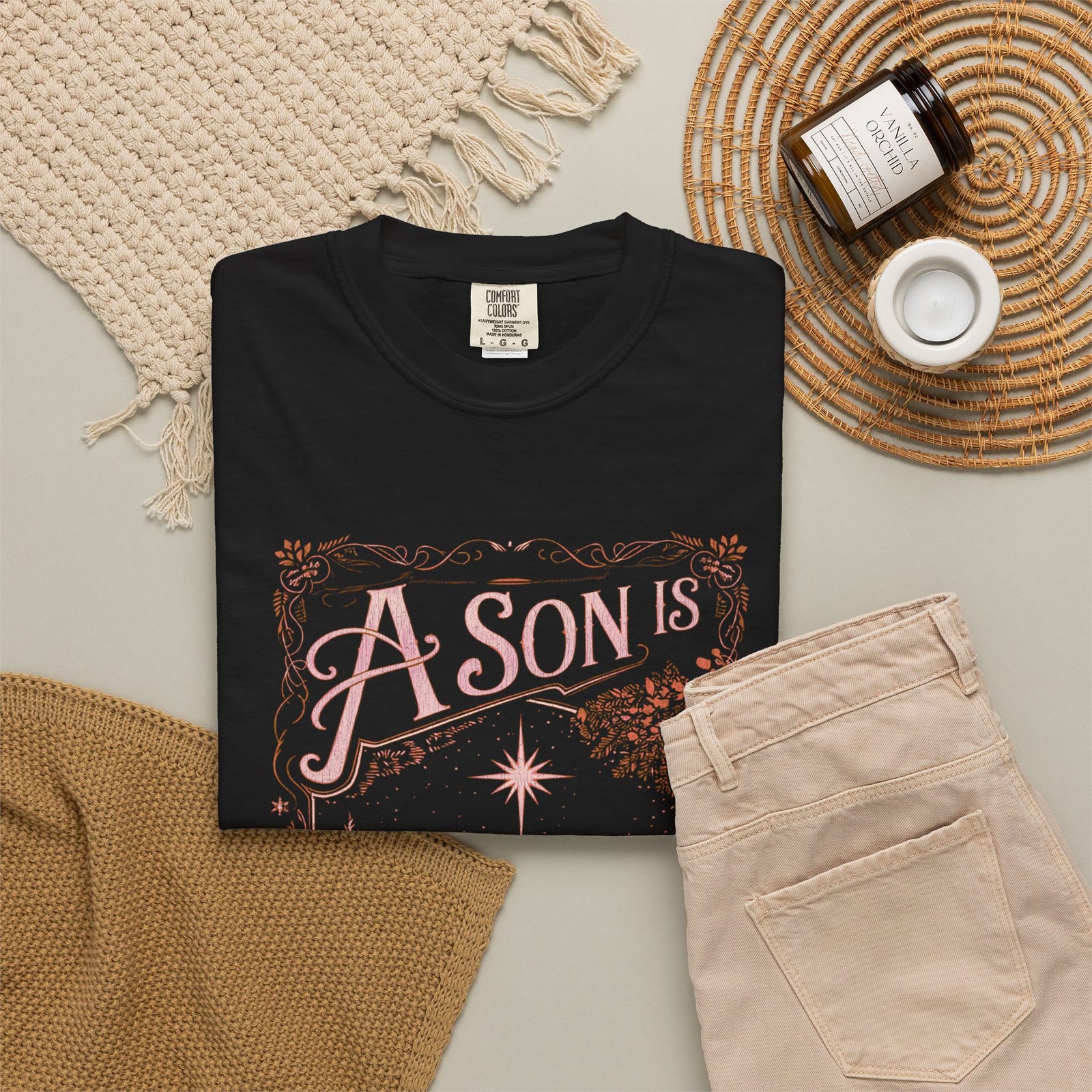 A Son is Given Jesus Christmas Distressed T-Shirt Christian Graphic Tee