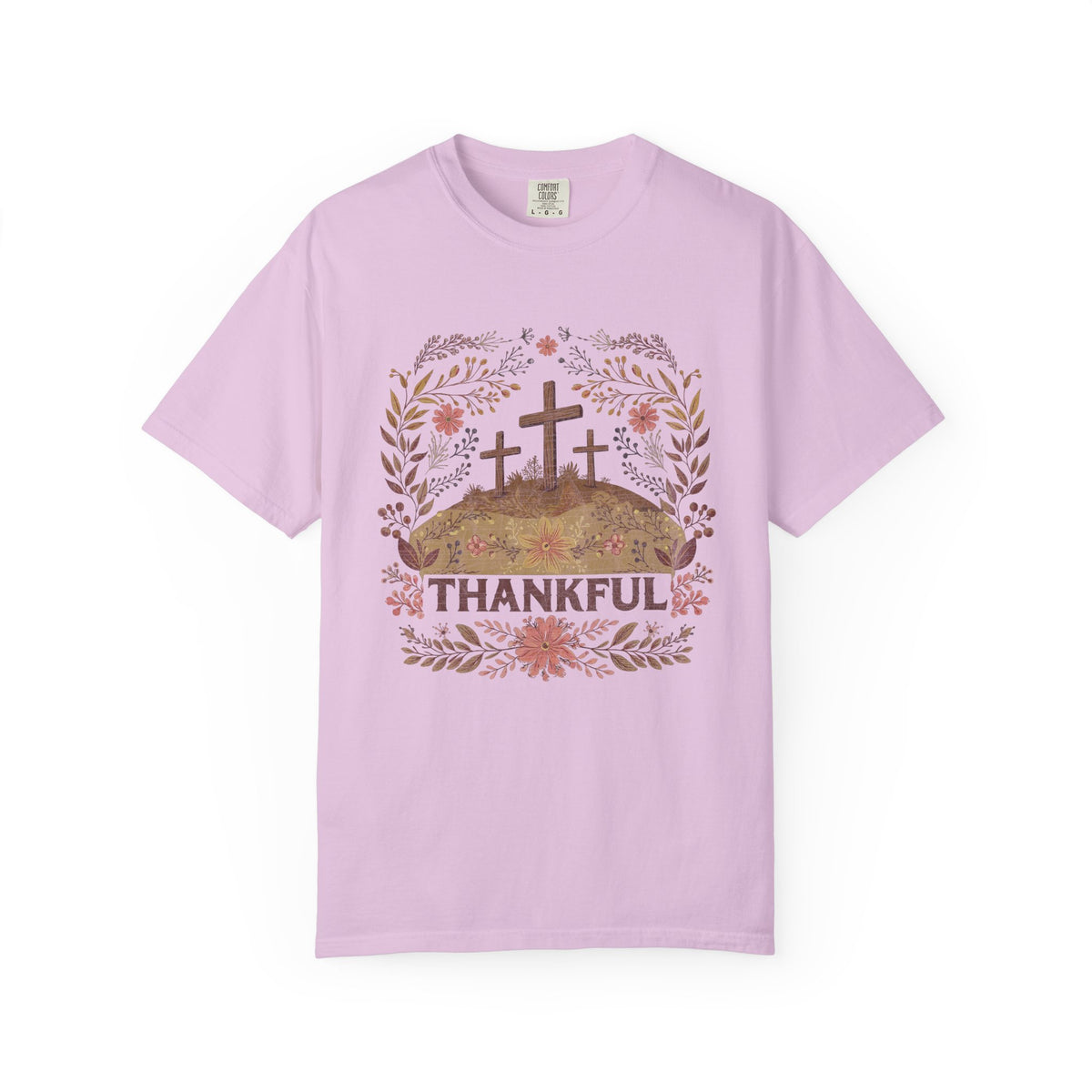 Thankful Cross T-shirt Christian Faith Tee for Thanksgiving & Worship