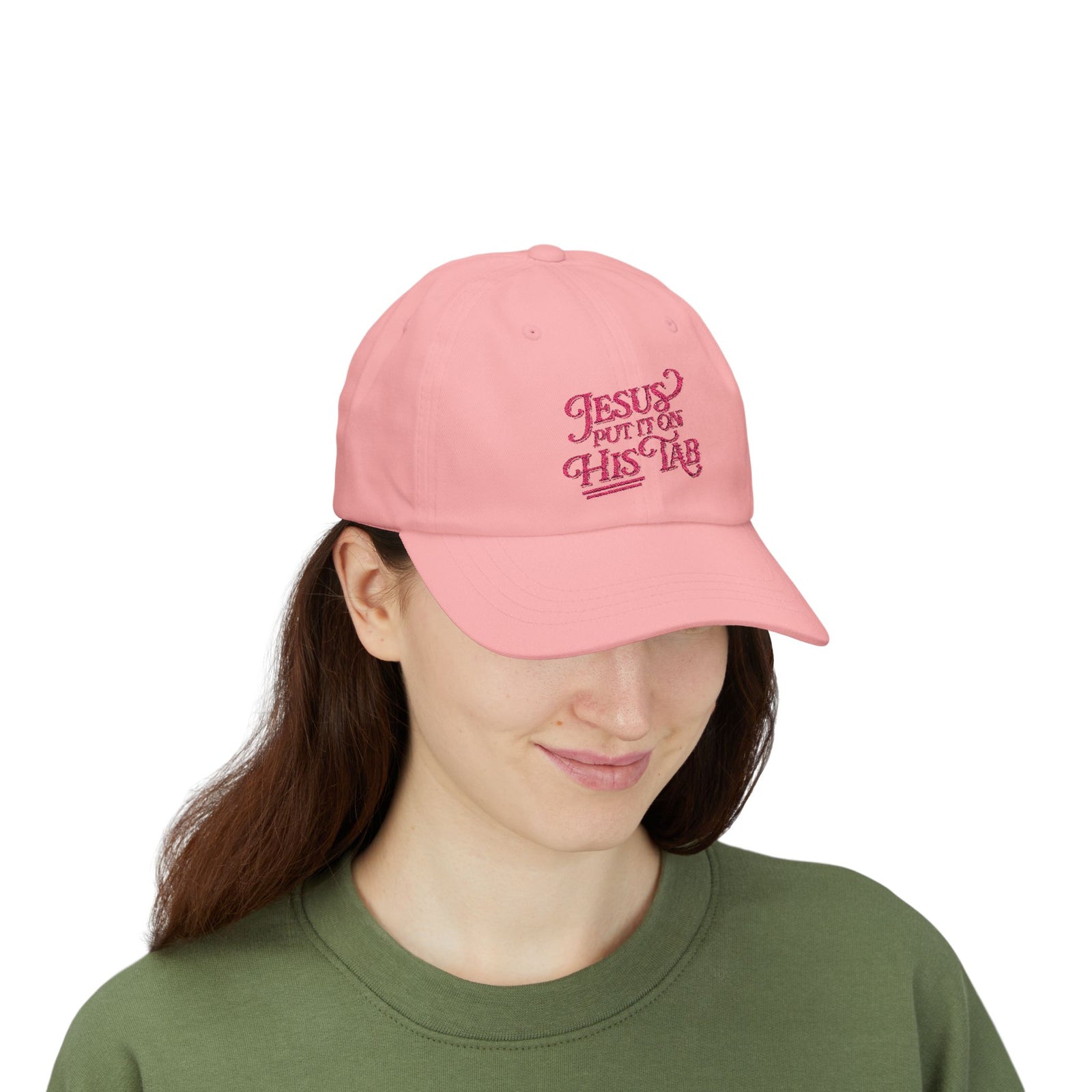 Jesus Put It On His Tab Pink Embroidered Christian Dad Cap Baseball Hat