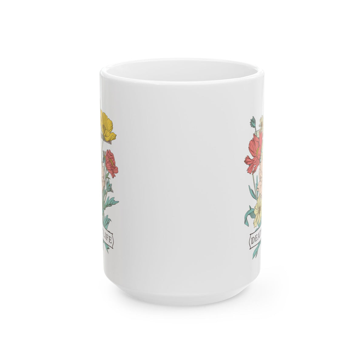 Death Came to Life Floral Cross Christian Ceramic Mug Coffee Cup (11oz & 15oz)