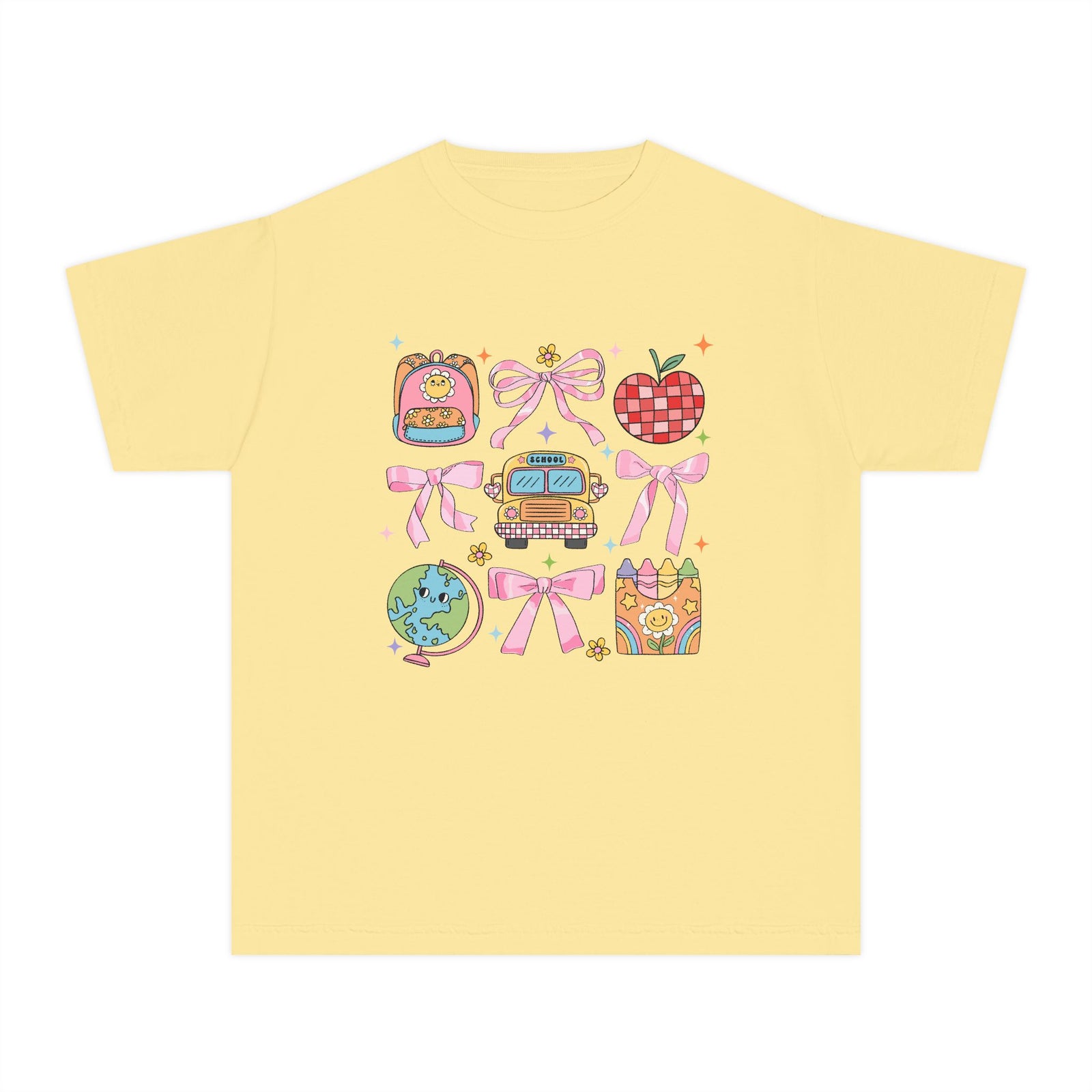 Coquette Back to School Bow Graphic Tee Kids Preppy Cute T-Shirt