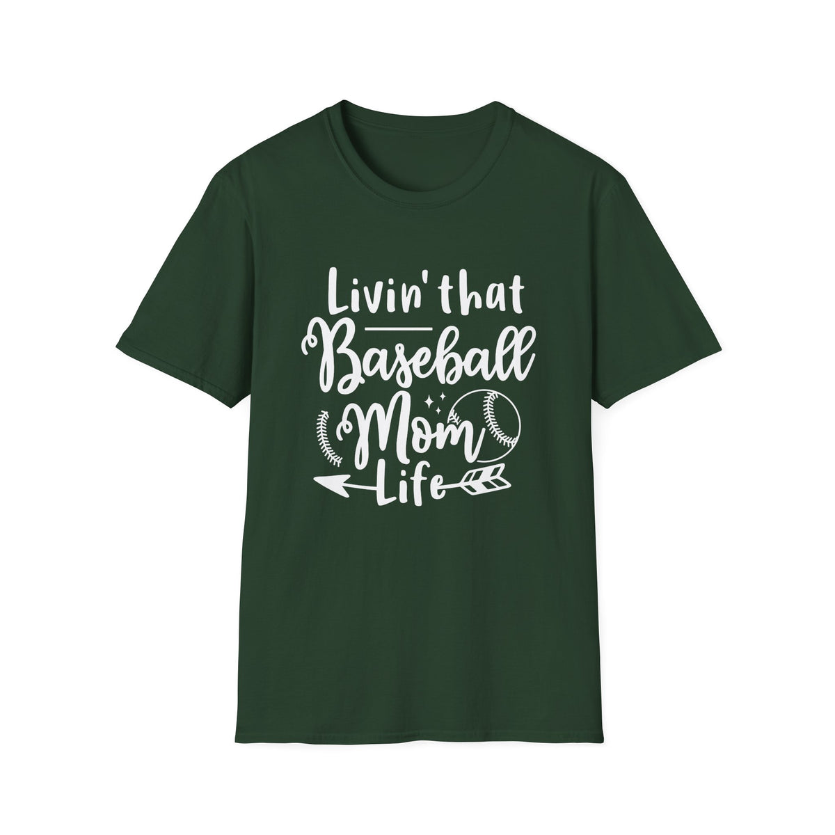 Livin' That Baseball Mom Life Graphic T-Shirt Cute Sports Mom Tee (12 Team Colors)