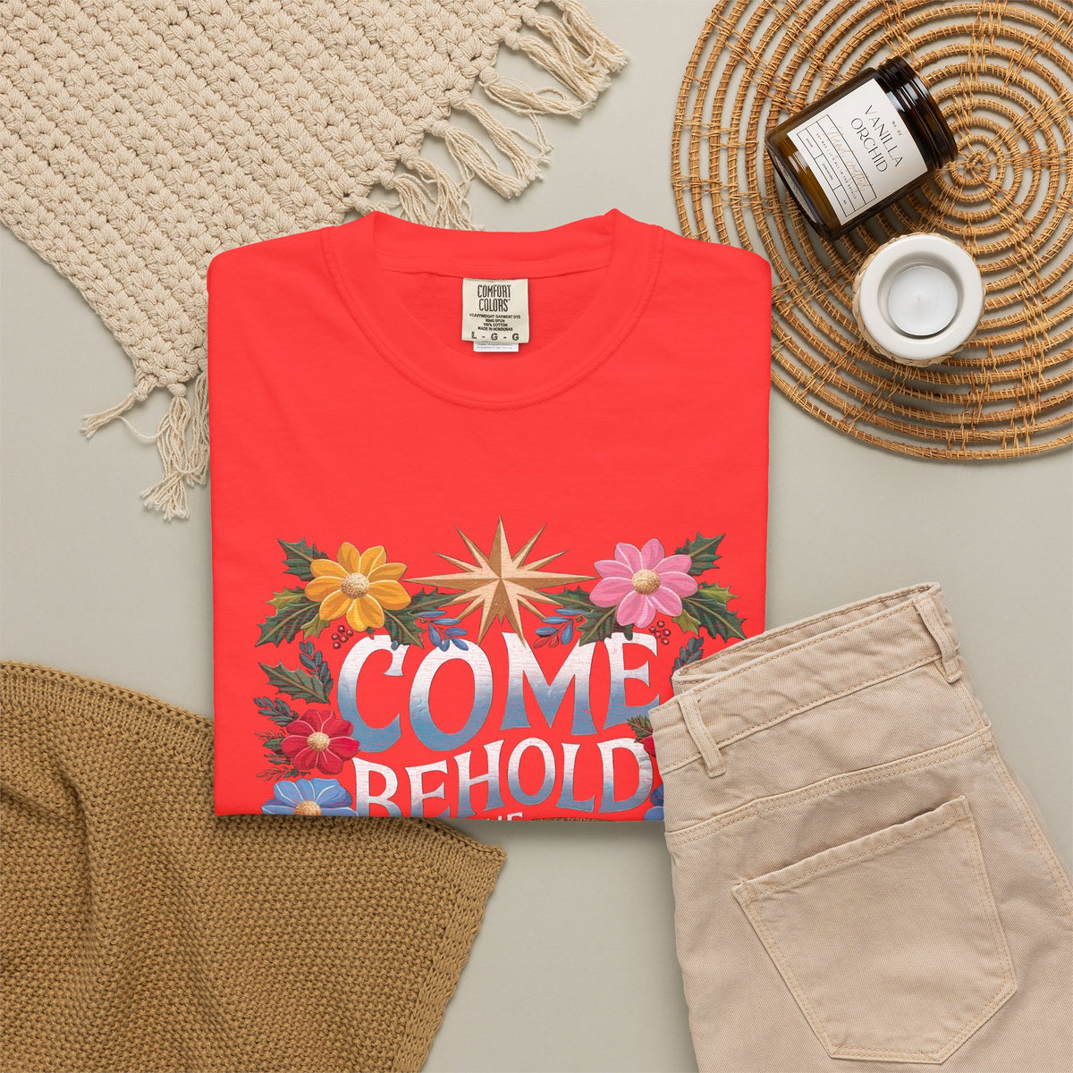 Come & Behold the Newborn King Christmas T-Shirt Christian Graphic Tee