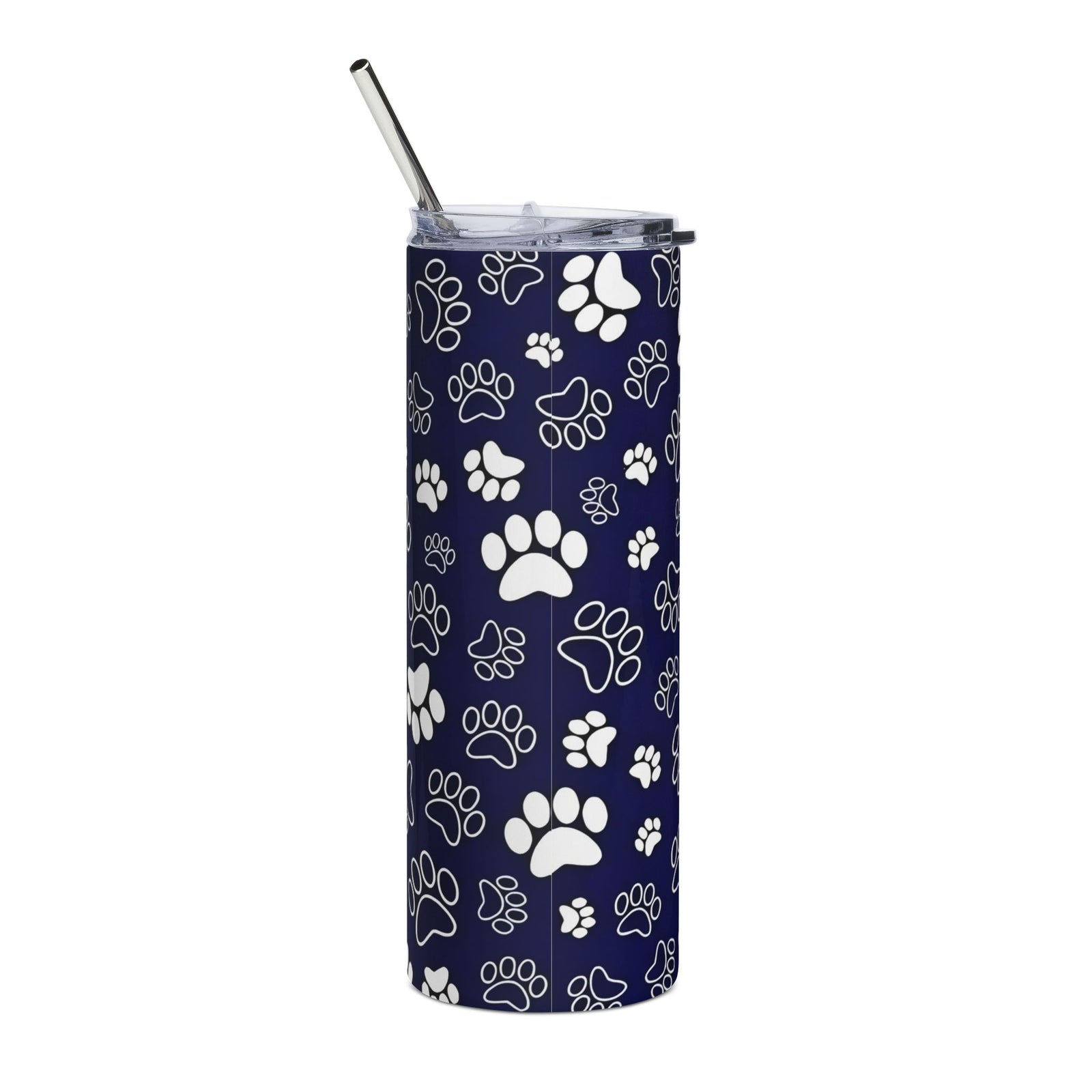 Paw Print Navy 20oz Stainless Tumbler Insulated Travel Cup - Sydney So Sweet
