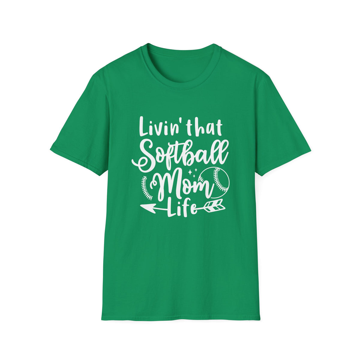 Livin' That Softball Mom Life Graphic T-Shirt Cute Sports Mom Tee (12 Team Colors)