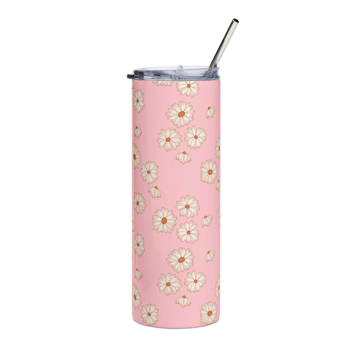 Vintage Pink Daisy 20oz  Stainless Steel Tumbler Travel Cup Water Bottle